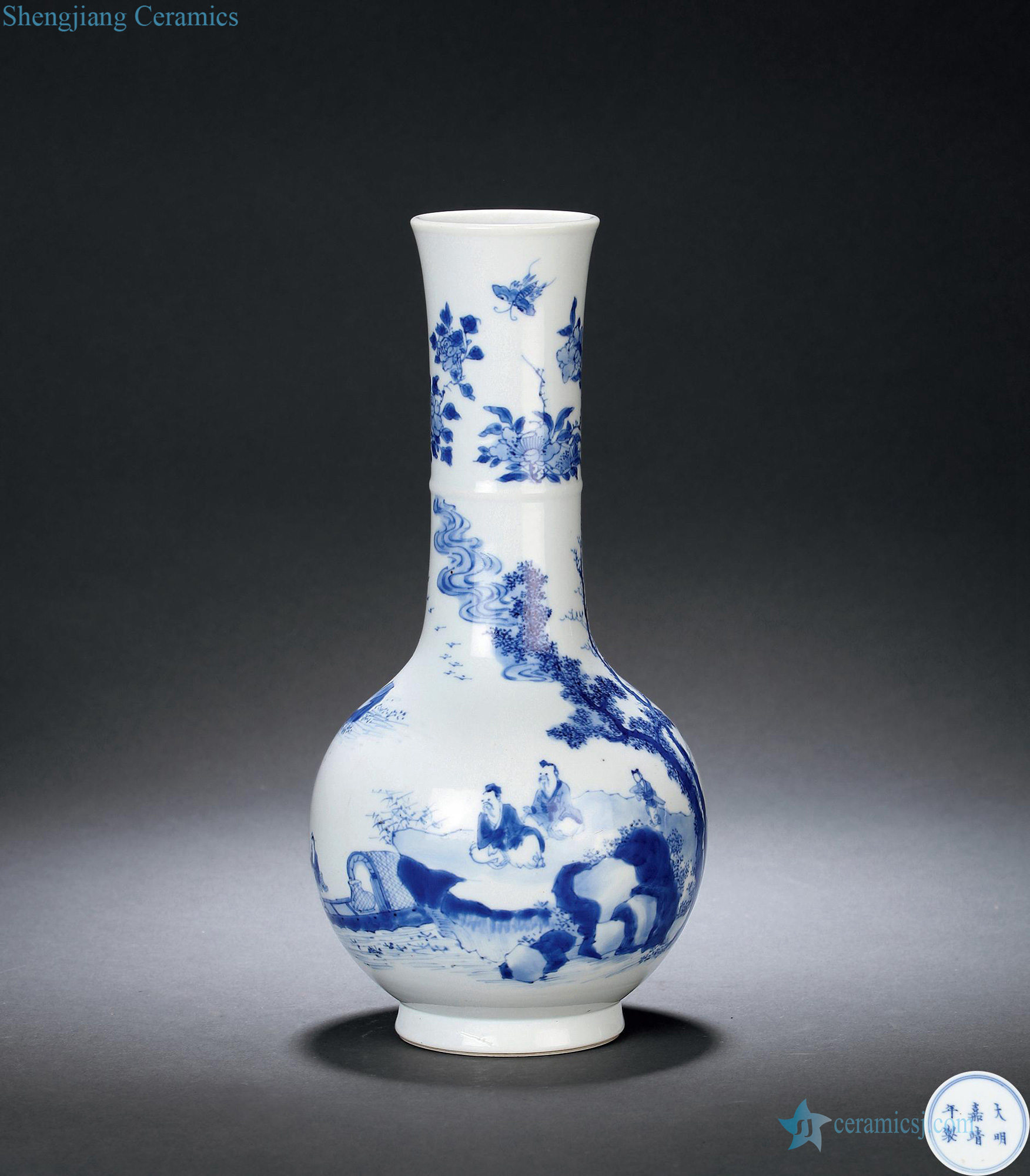 The qing emperor kangxi Blue and white landscape character