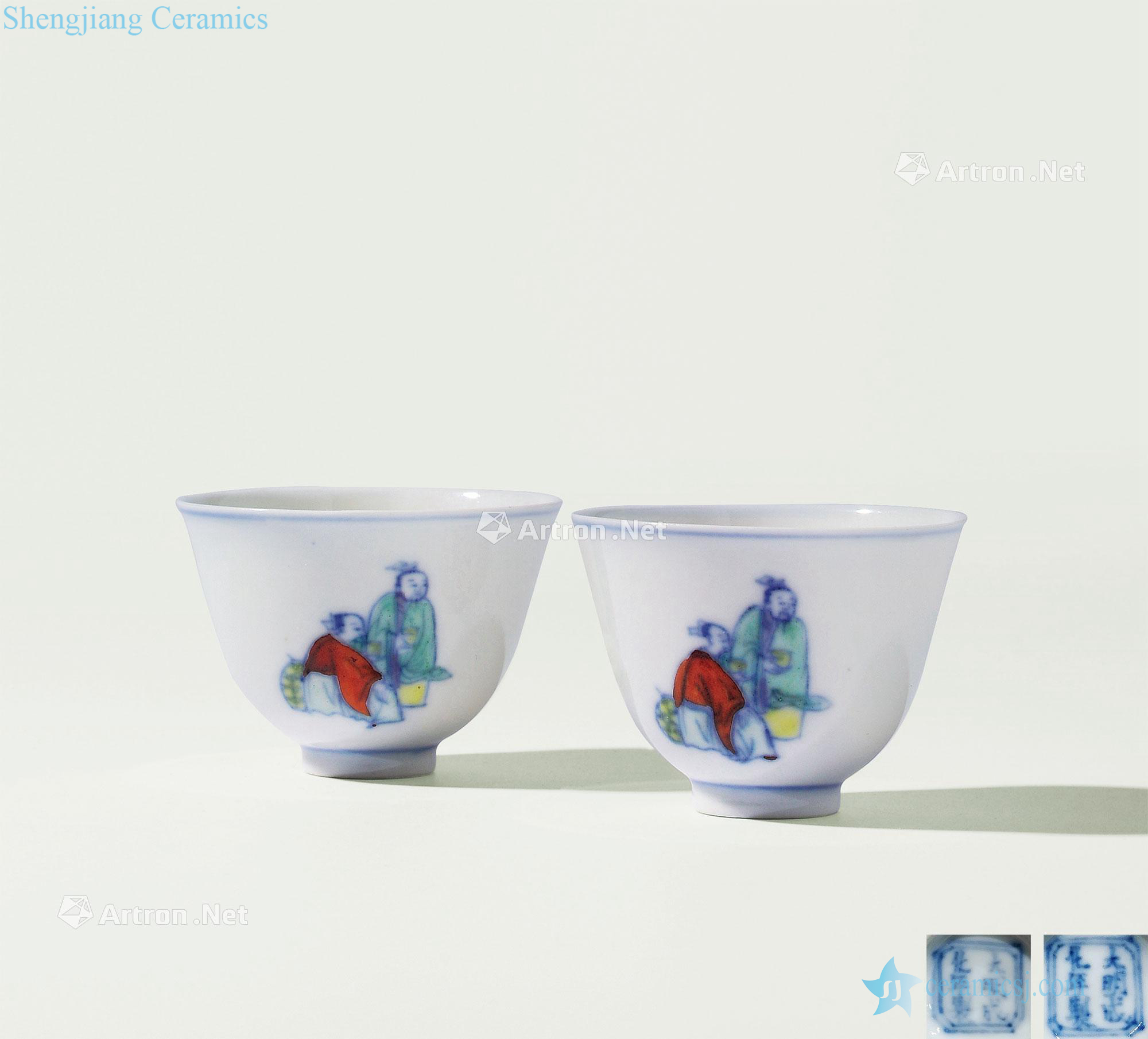 Qing yongzheng bucket color cross figure small cup (a)