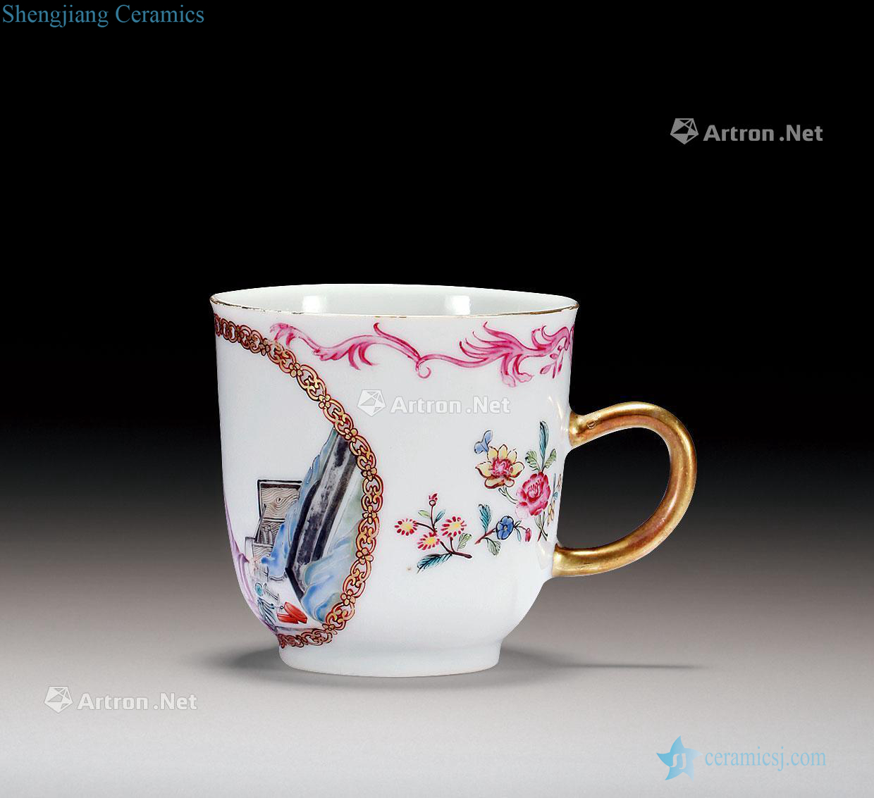 Mid qing powder enamel paint western figures put the cup