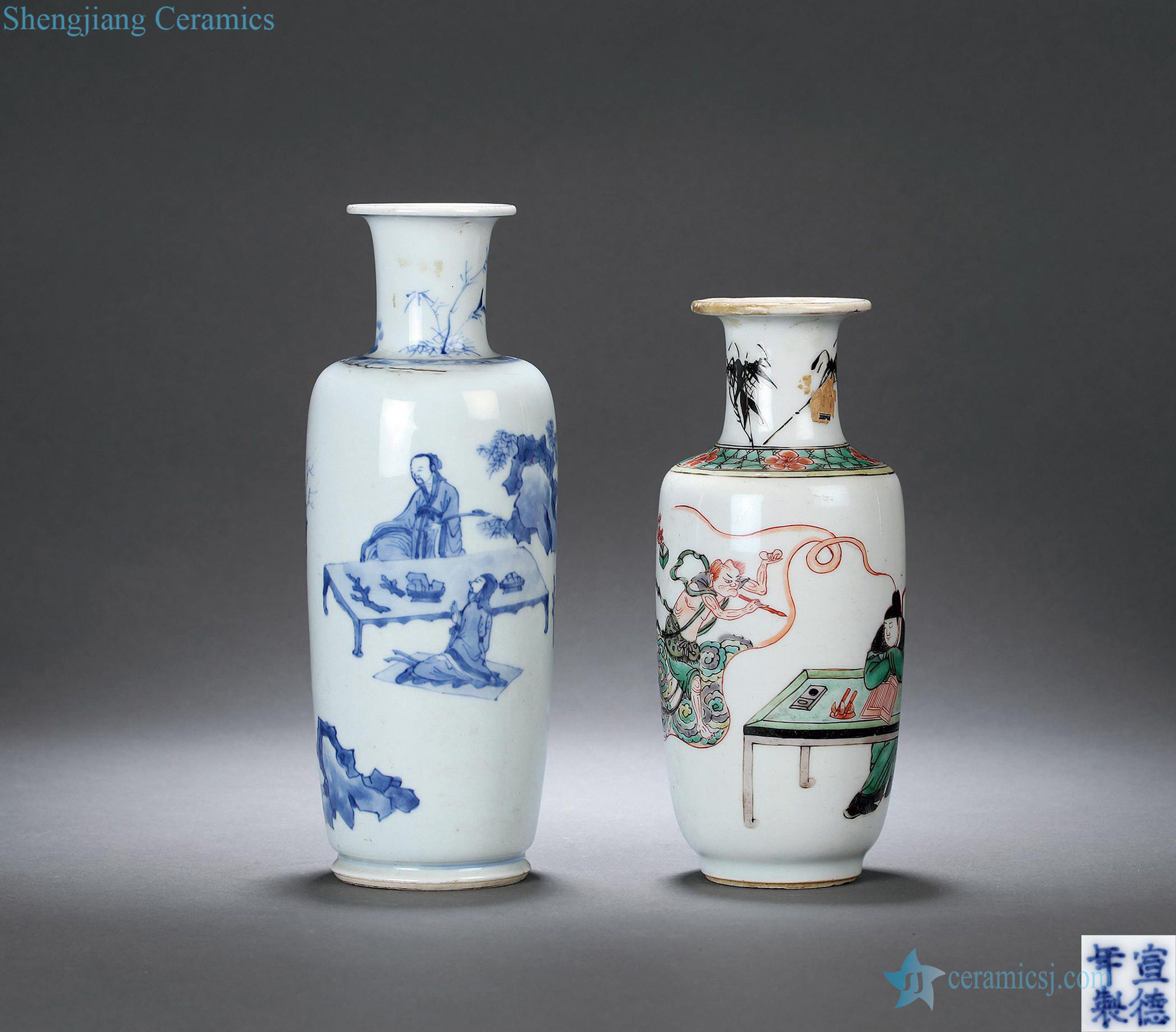 The qing emperor kangxi colorful "kuixing bucket", stories of blue and white (or two)