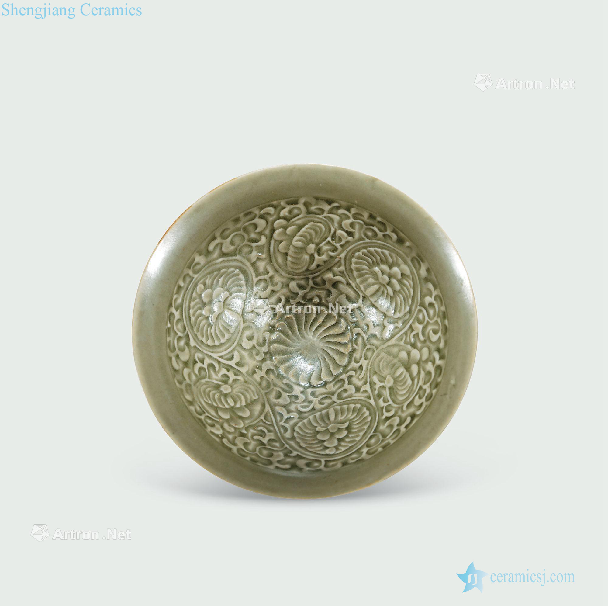 Ming Yao states printed green glazed bowl