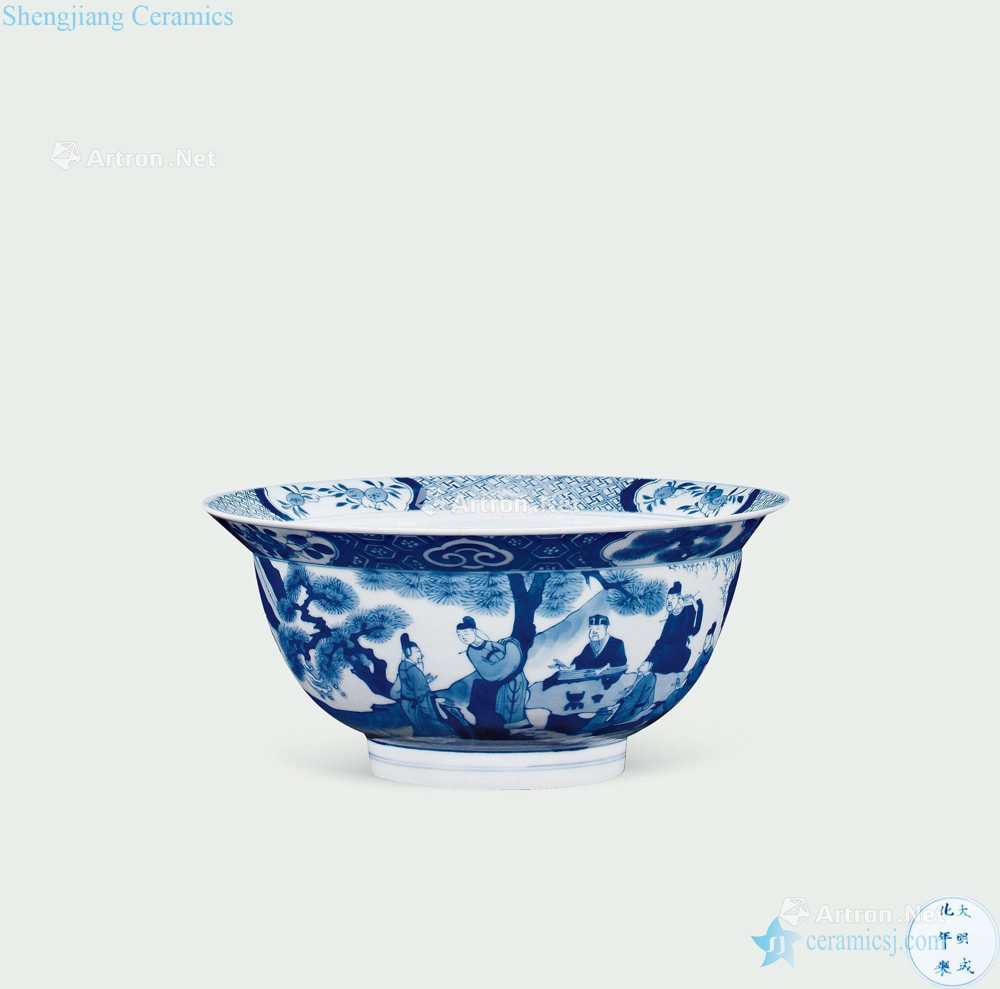 The qing emperor kangxi porcelain eighteen bachelor's fold along the bowl
