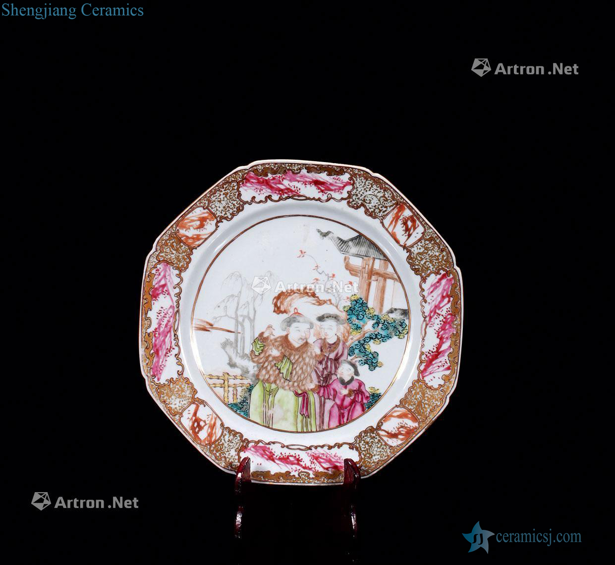 Qing qianlong pastel colour character story lines kwai plate