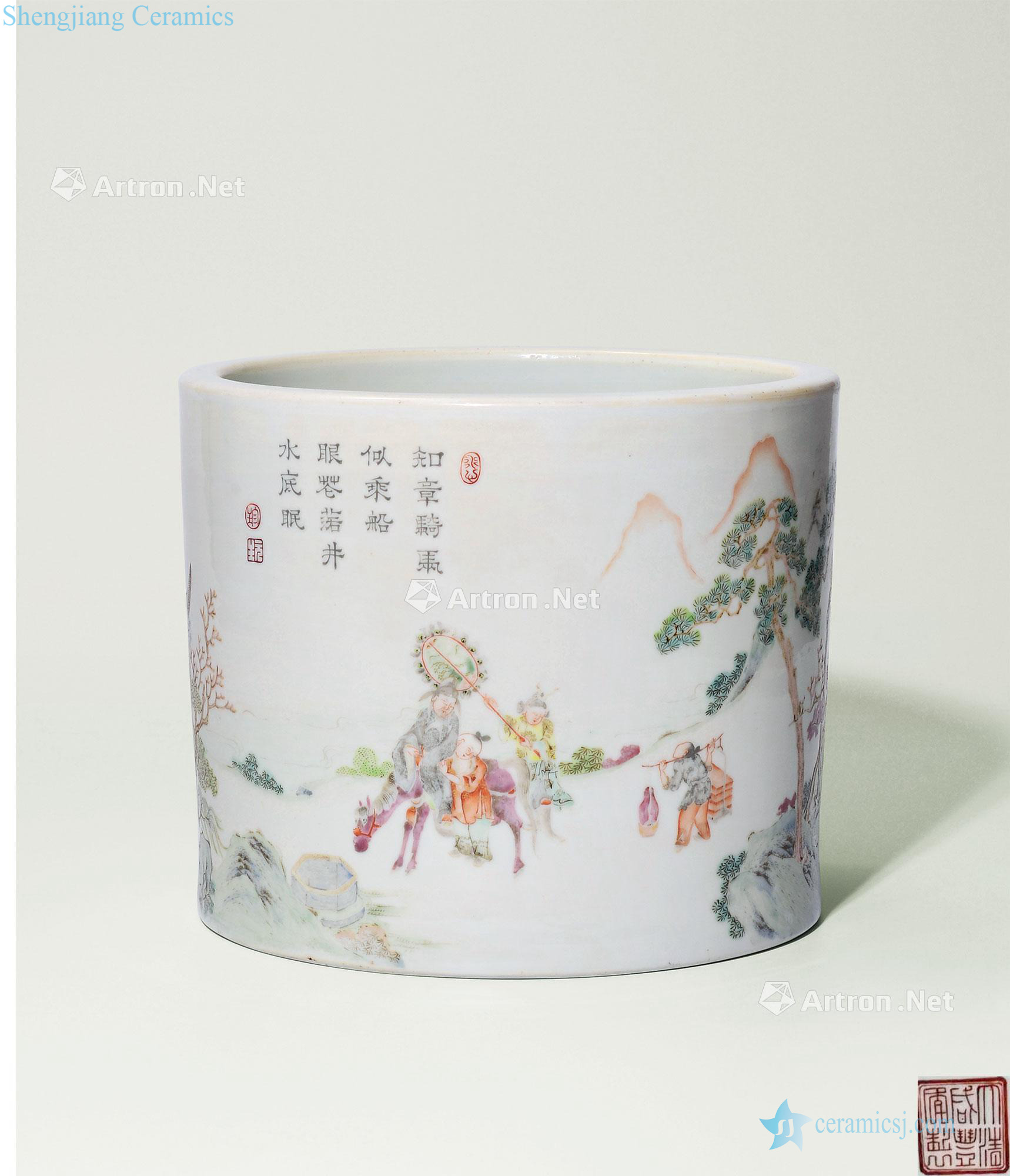 Qing xianfeng pastel "drunk to know chapter" figure pen container