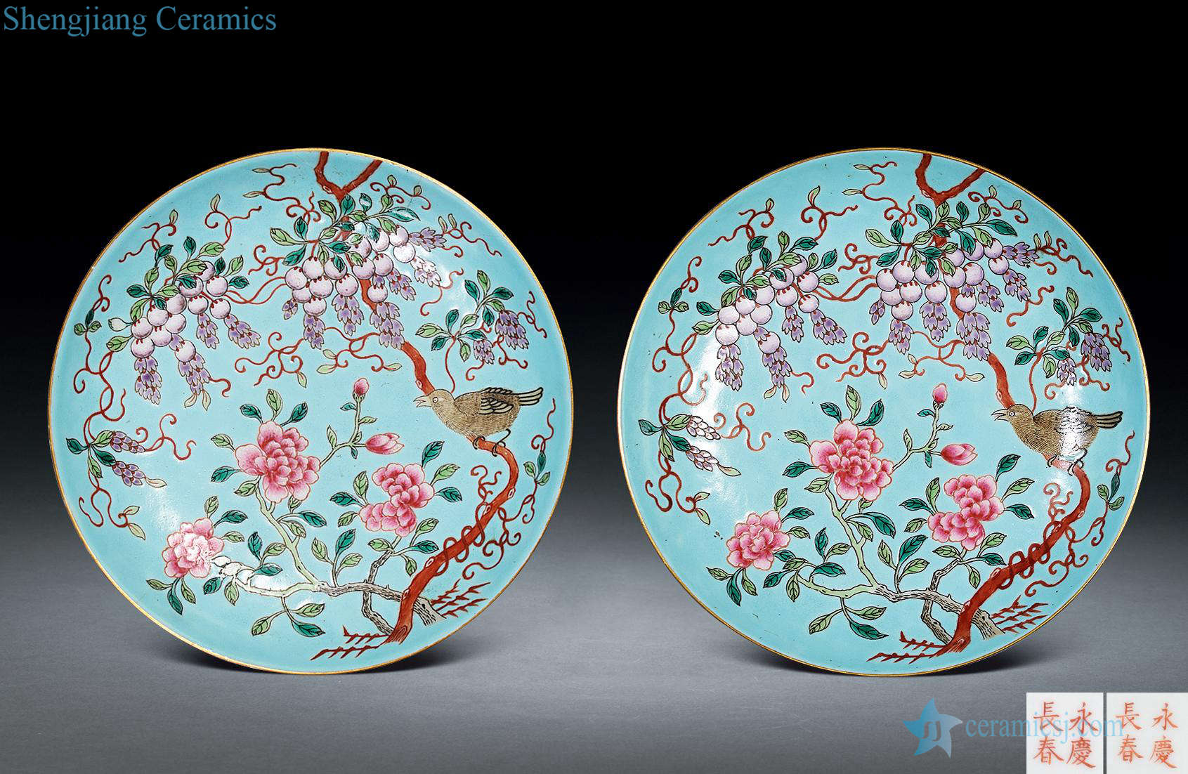 The late qing dynasty powder enamel plate (a)