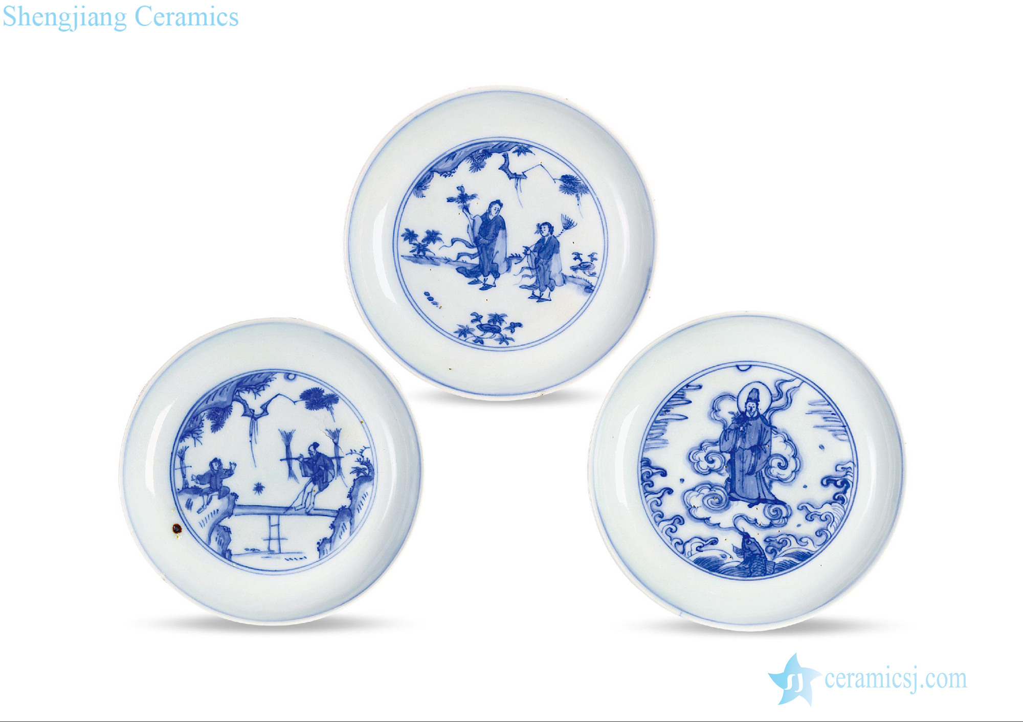 Ming hongzhi Blue fairy plate (three)