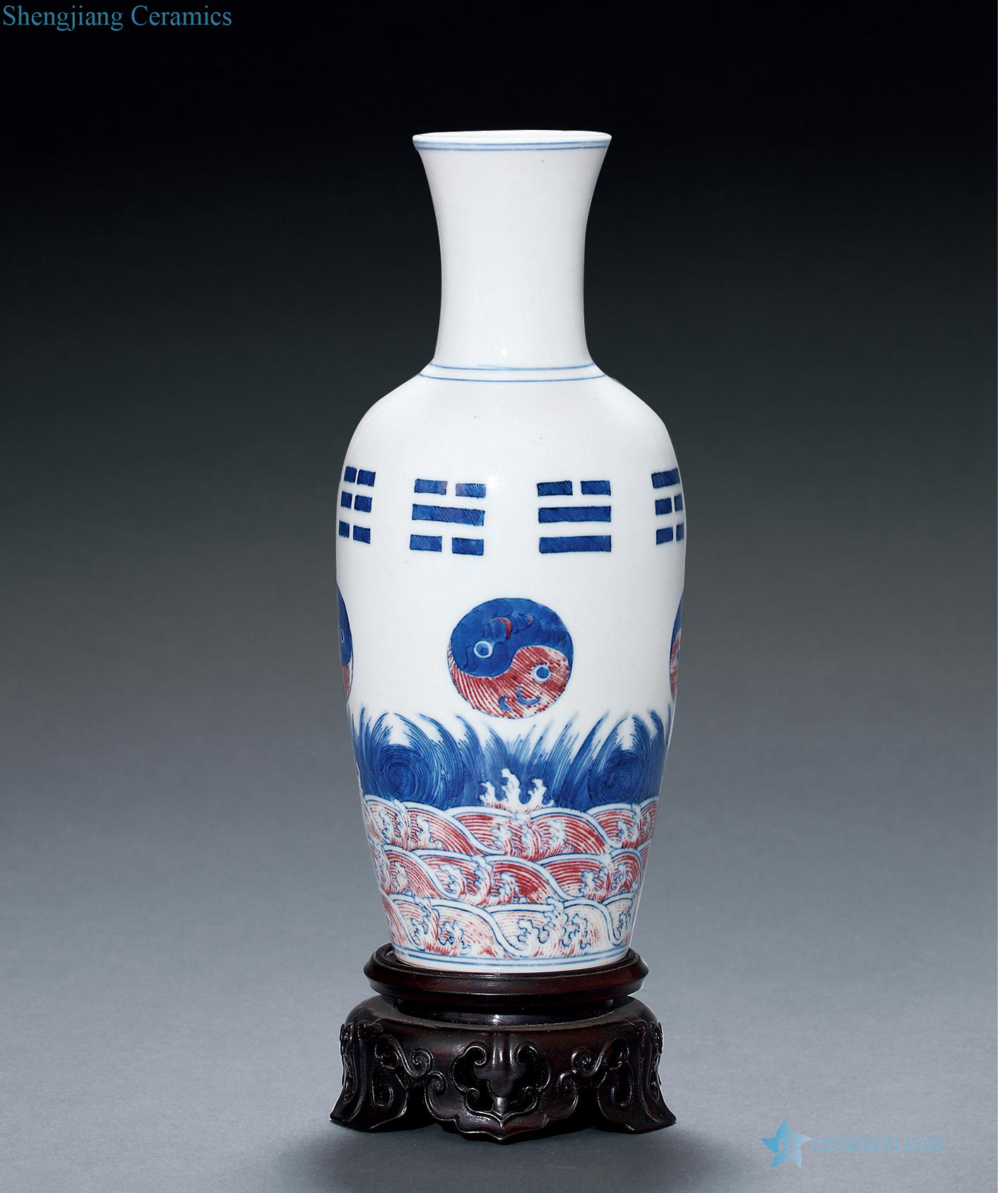 Qing dynasty blue-and-white youligong seawater gossip movement of bottles