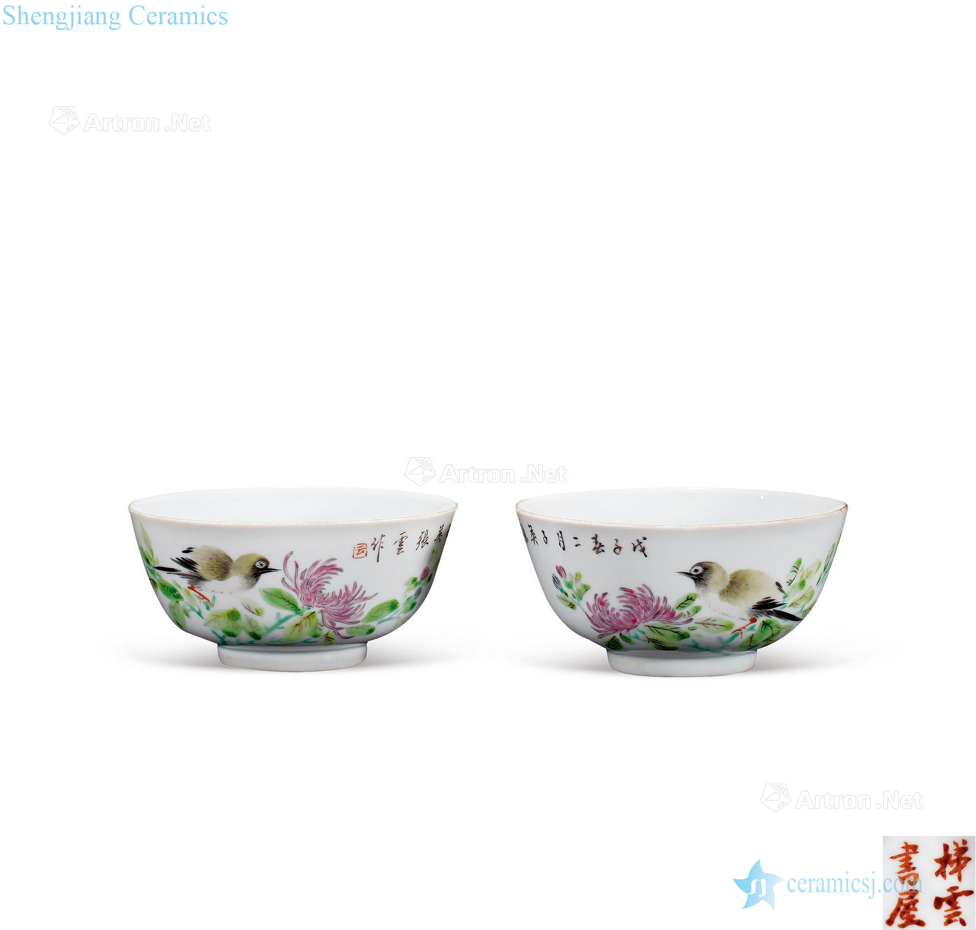 In late qing powder enamel acknowledged small bowl (a)