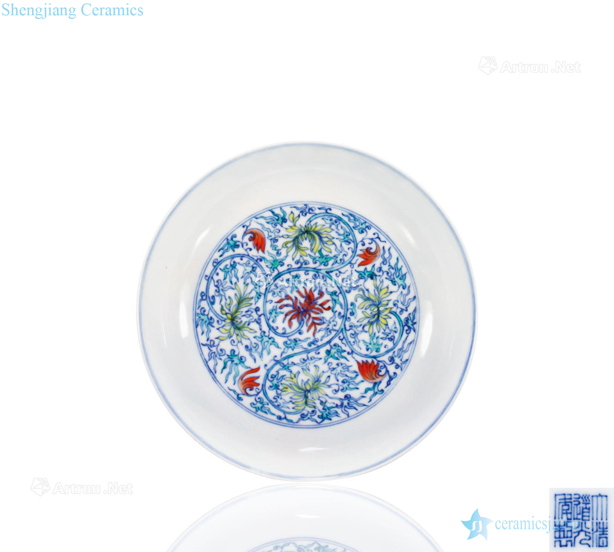 Qing daoguang bucket color flower tray
