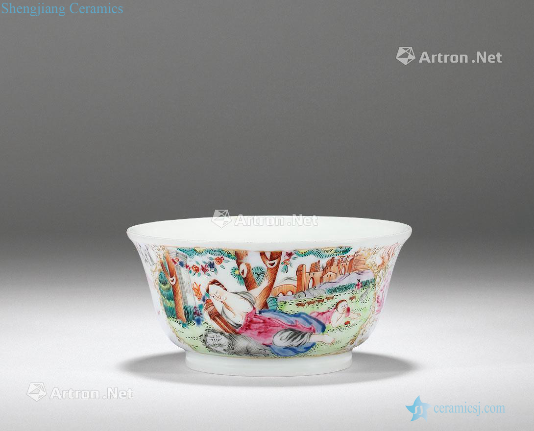 Qing qianlong pastel bowl of western characters