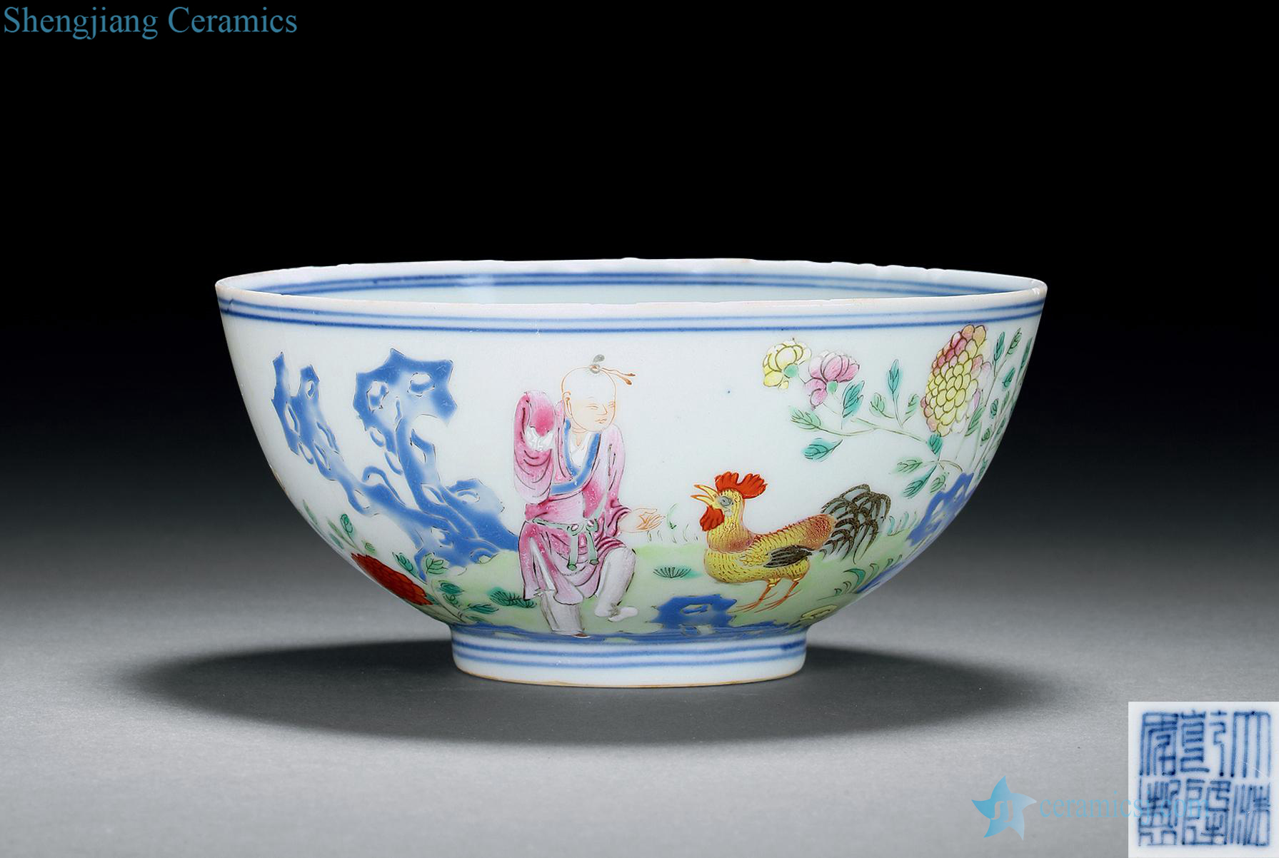 Qing qianlong pastel sense of rooster bowl