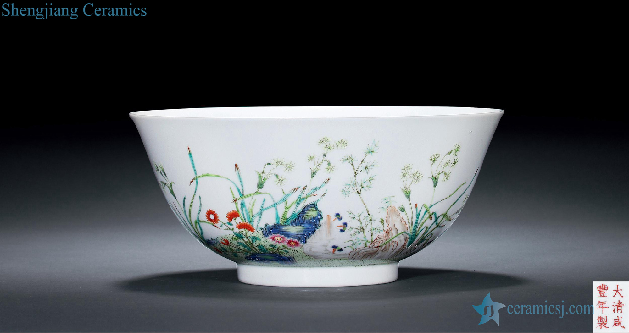 In late qing pastel four seasons flower bowls