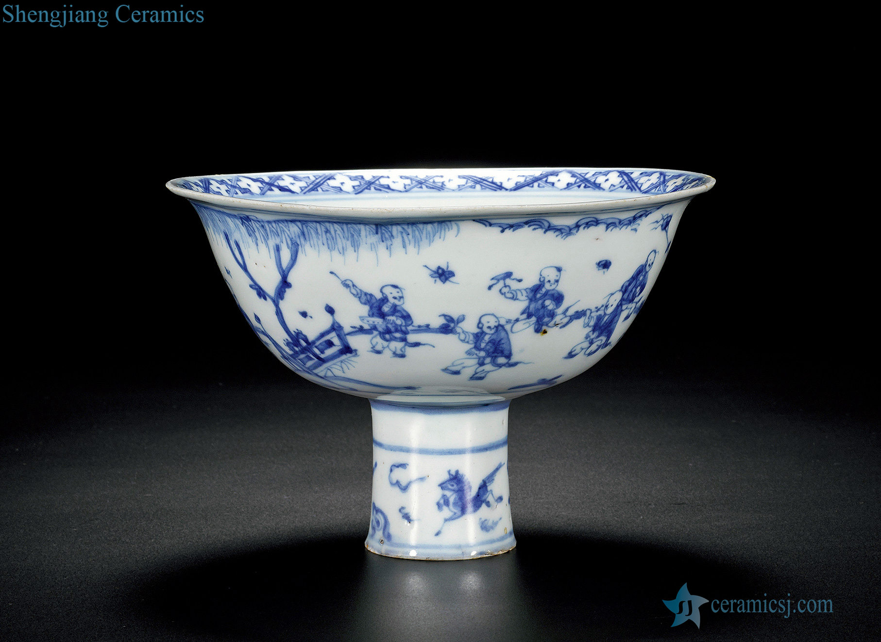 MingChengHong Blue and white YingXiWen tall bowl