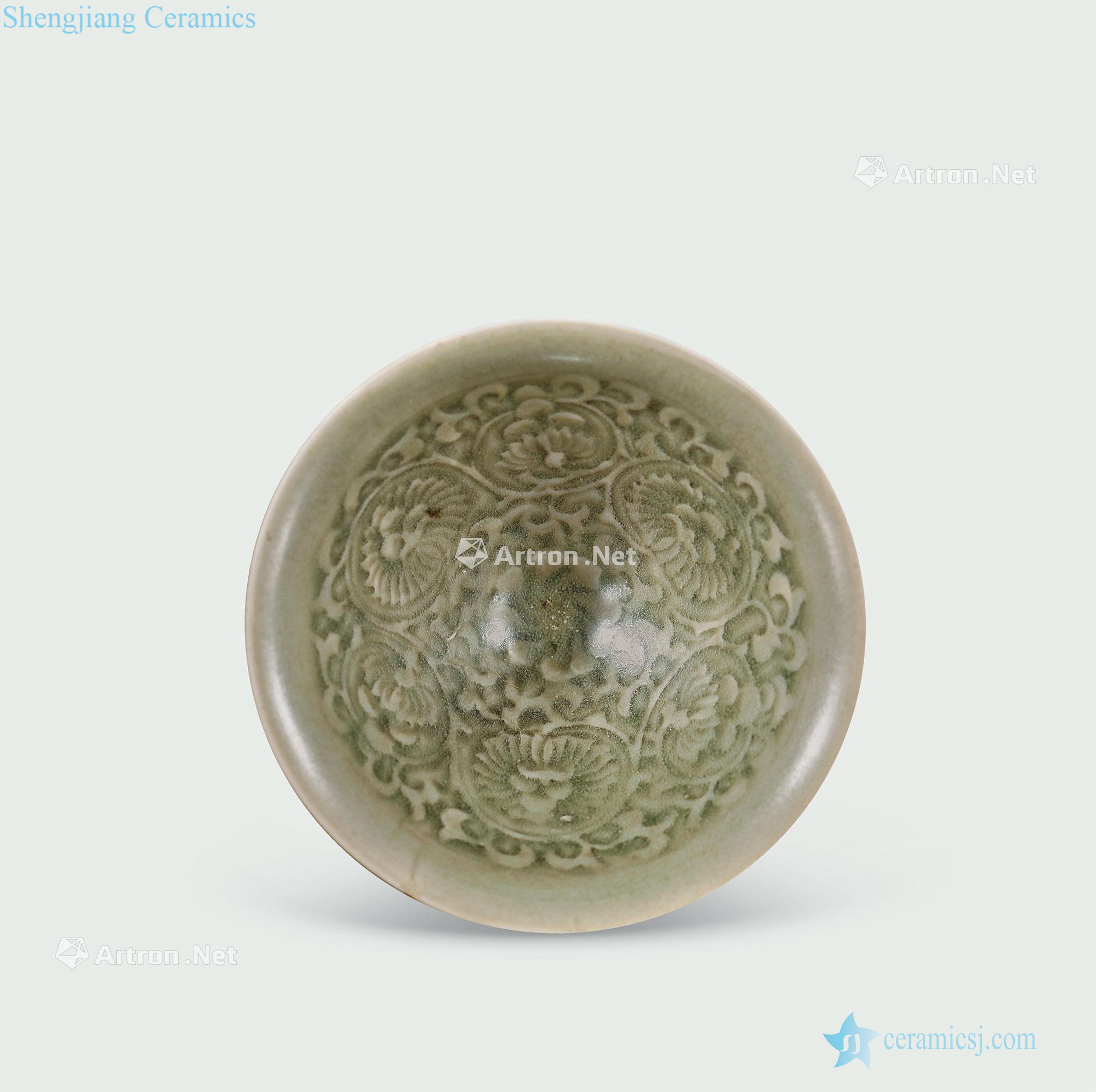 Ming Yao state kiln green glaze chrysanthemum grain hat to light