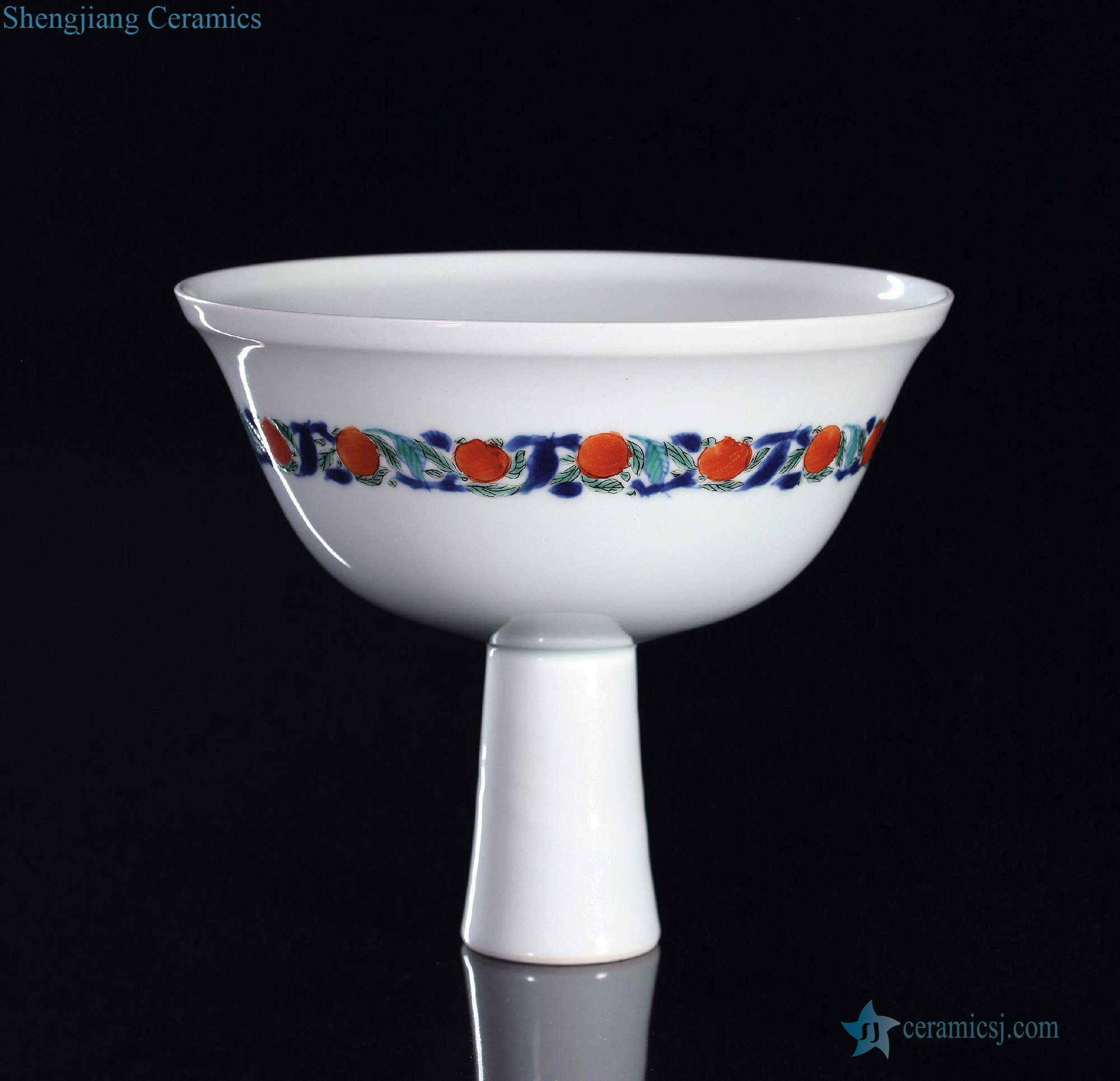 The qing emperor kangxi Colorful peach grain footed bowl