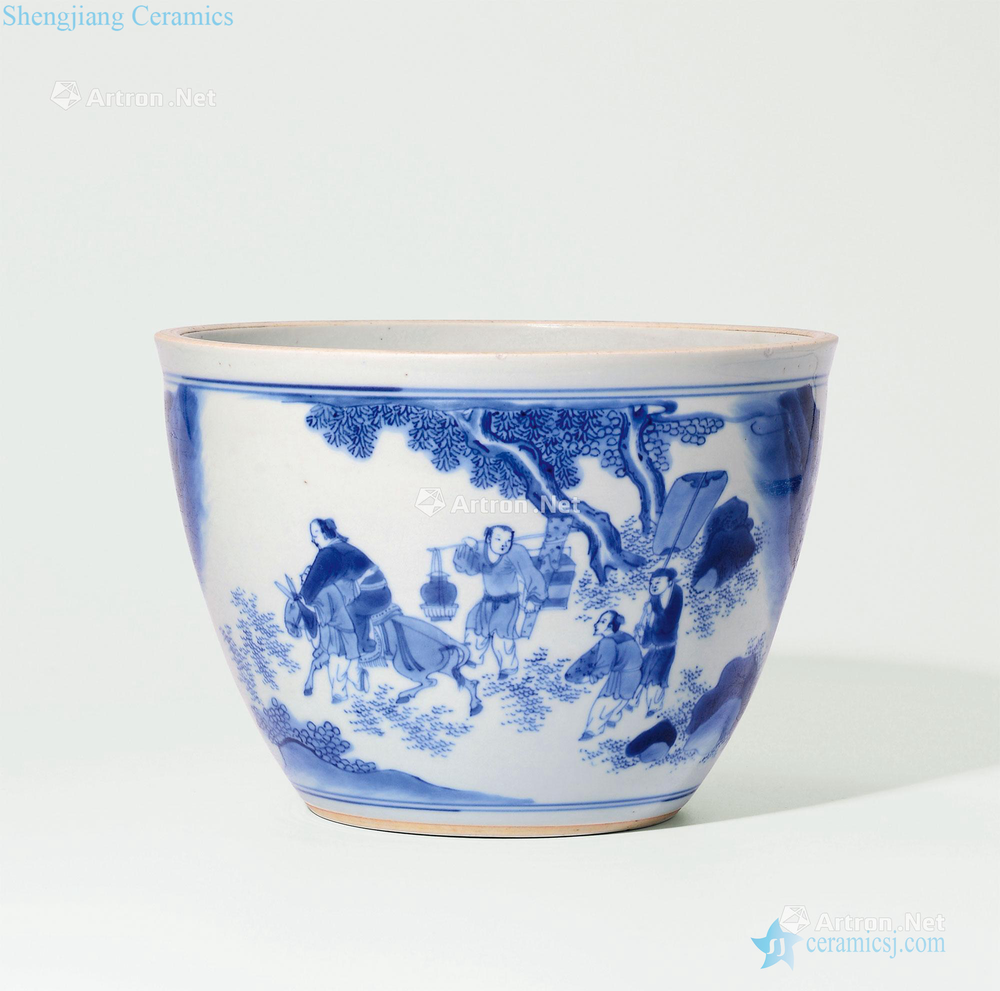 Ming chongzhen Stories of blue and white small cylinder