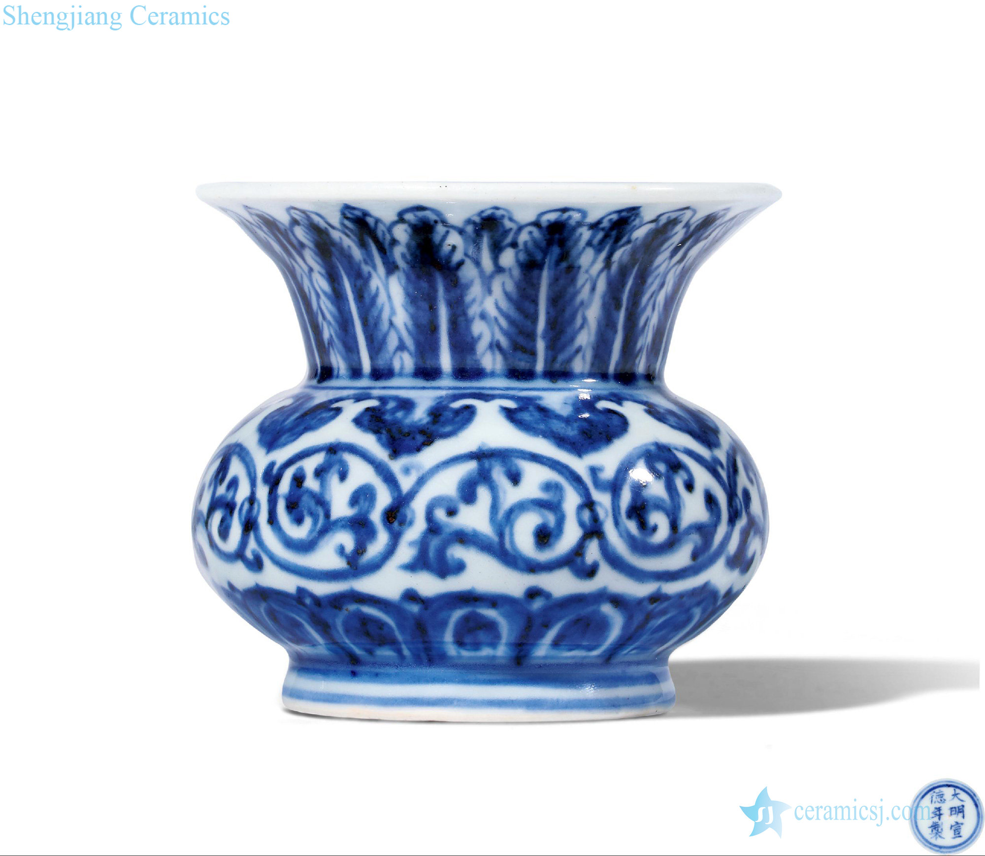 Ming xuande Blue grass in grain slag bucket