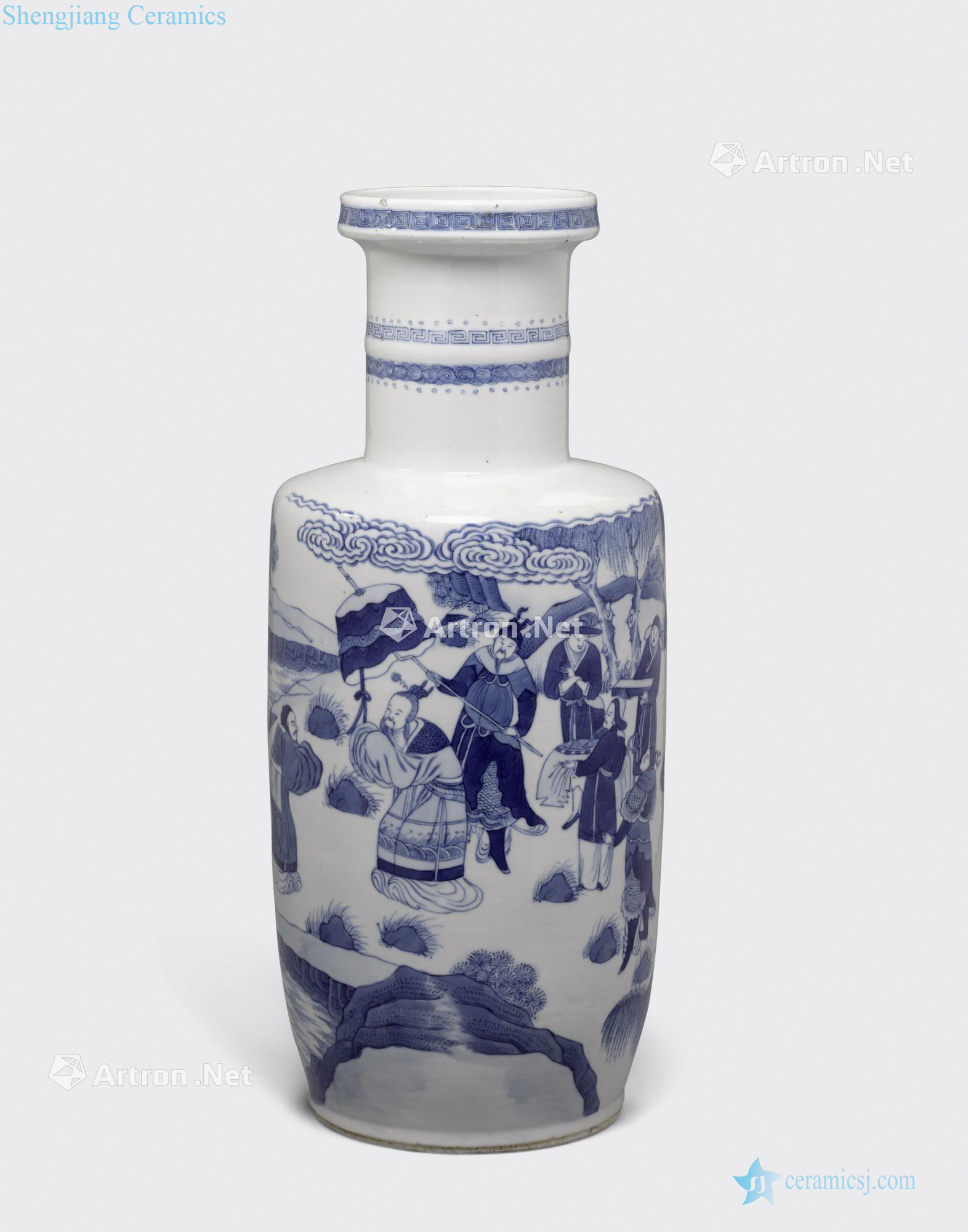 Newest the Qing/Republic period A BLUE AND WHITE ROULEAU VASE