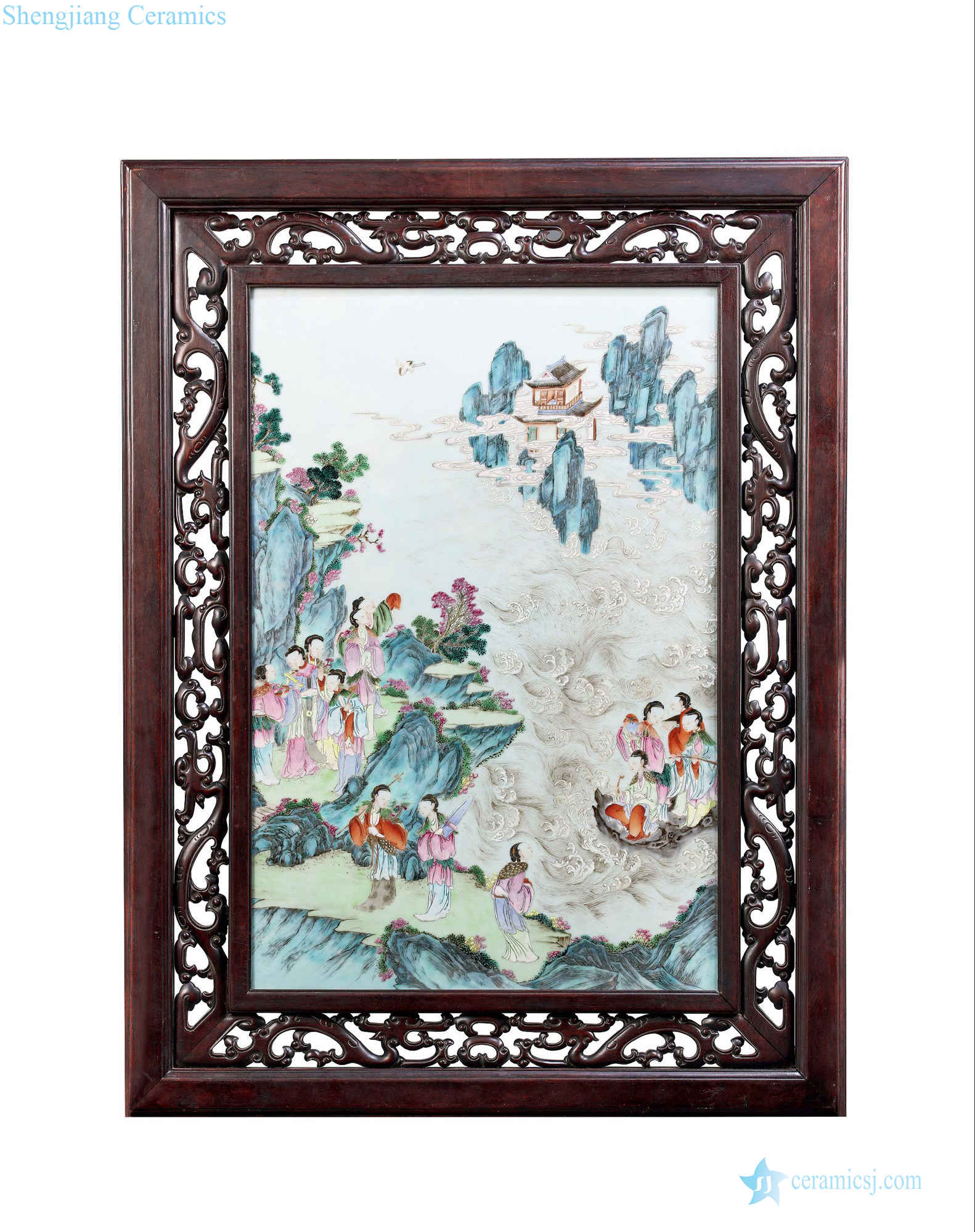 Qing qianlong pastel 'birthday porcelain plate plaque
