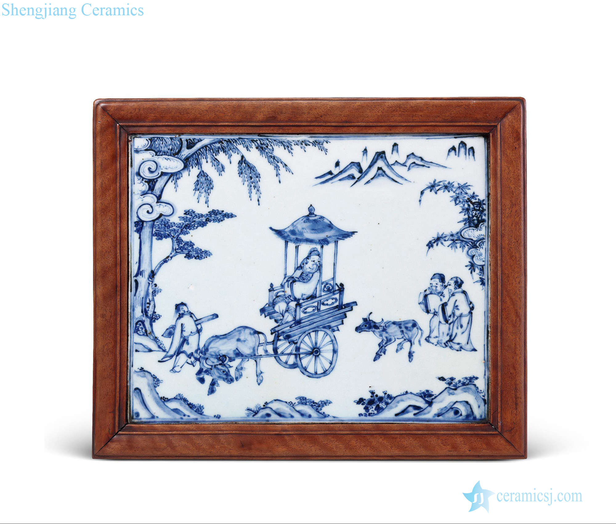 in Blue and white Lao tze through figure porcelain plate