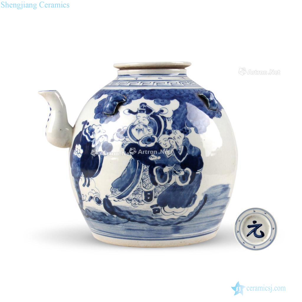 yuan Blue and white of quaternary birthday GaiHu