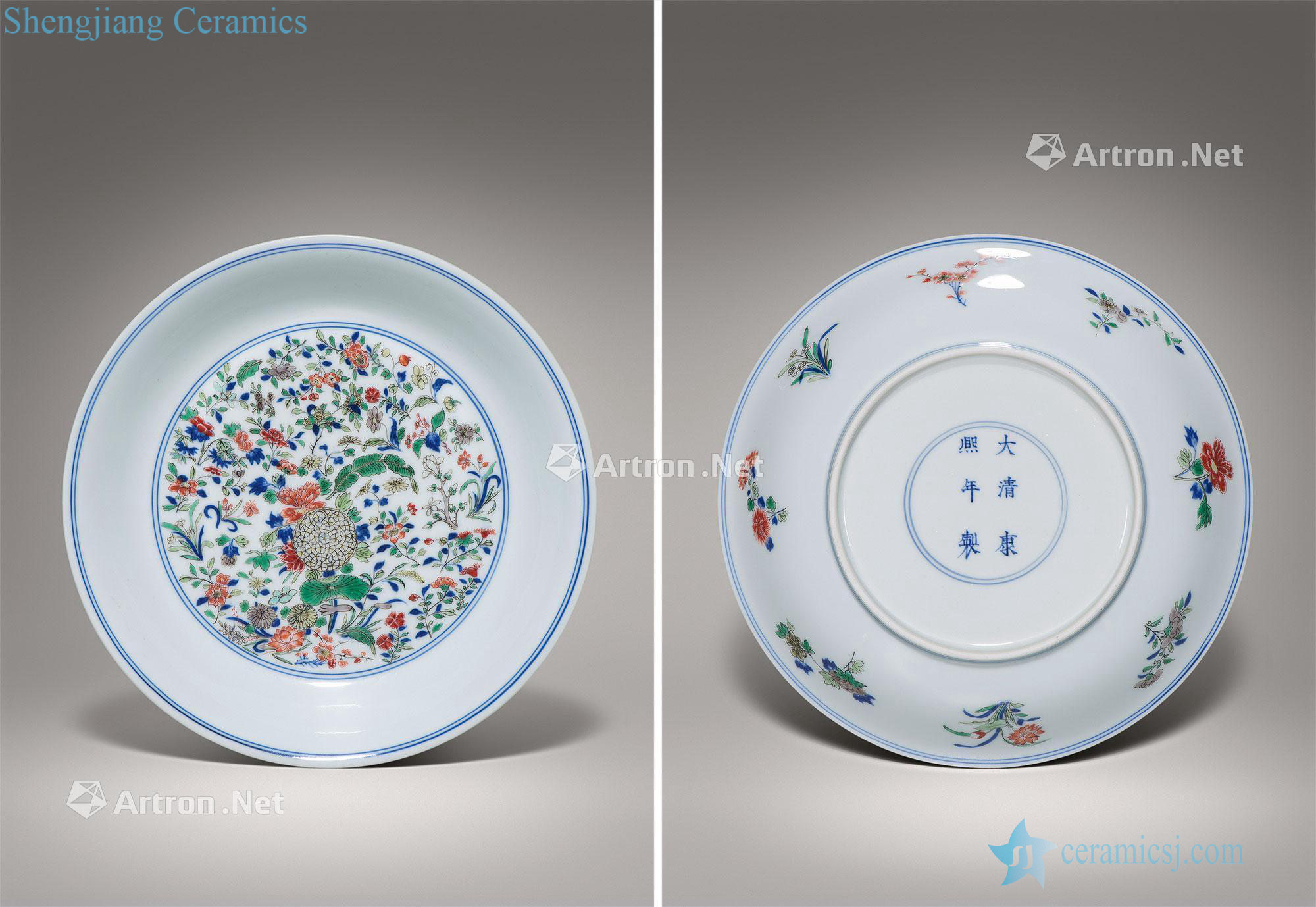 The qing emperor kangxi Blue and white flower tray