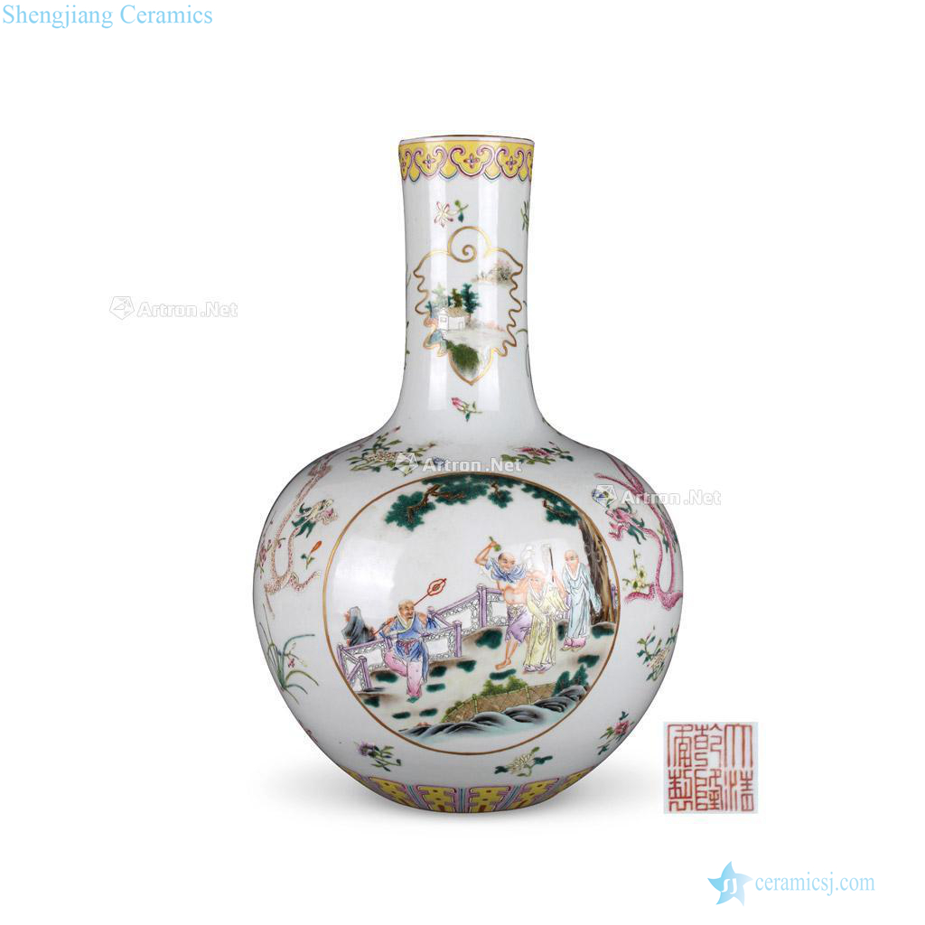 Qianlong pastel three stories of medallion pattern tree