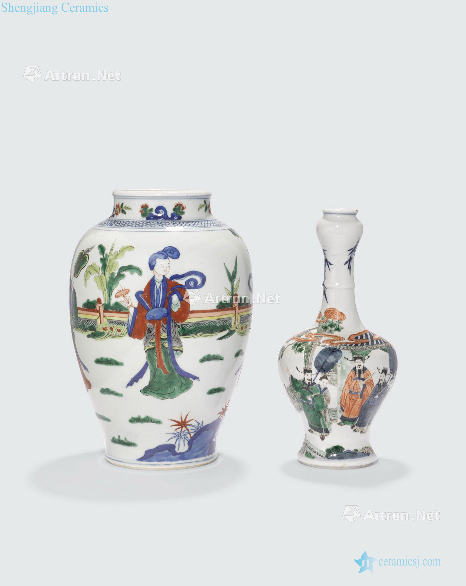 Newest the Qing/Republic period TWO WUCAI - DECORATED PORCELAINS