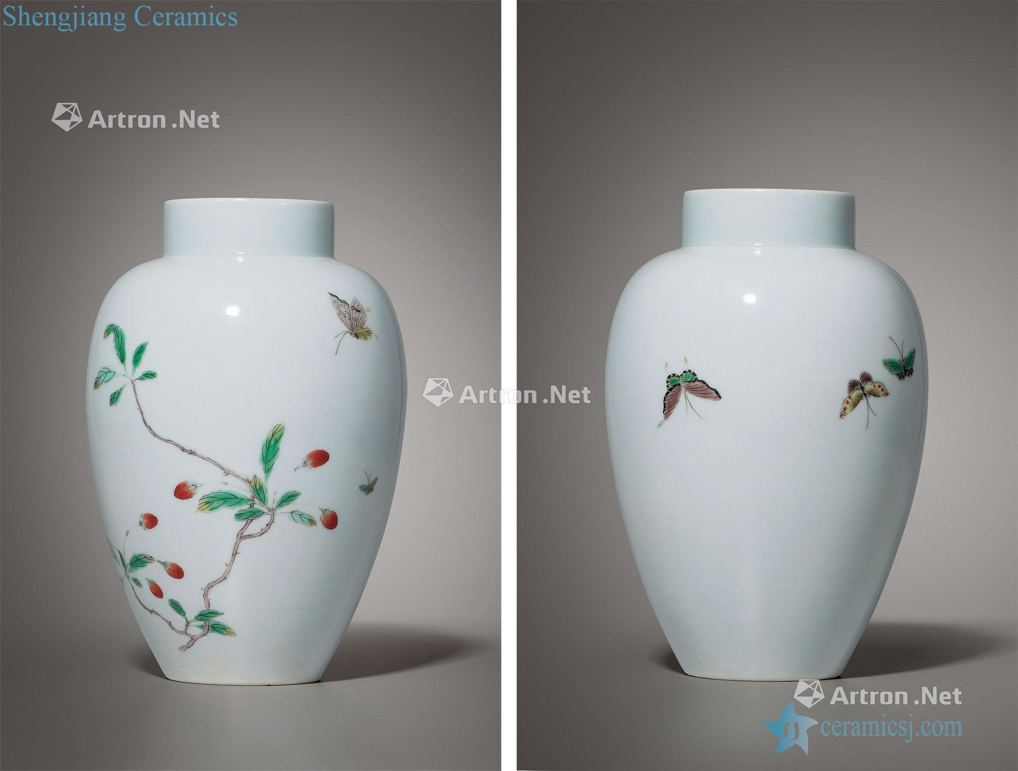 Qing in the eighteenth century Colorful flowers butterfly tattoo canister