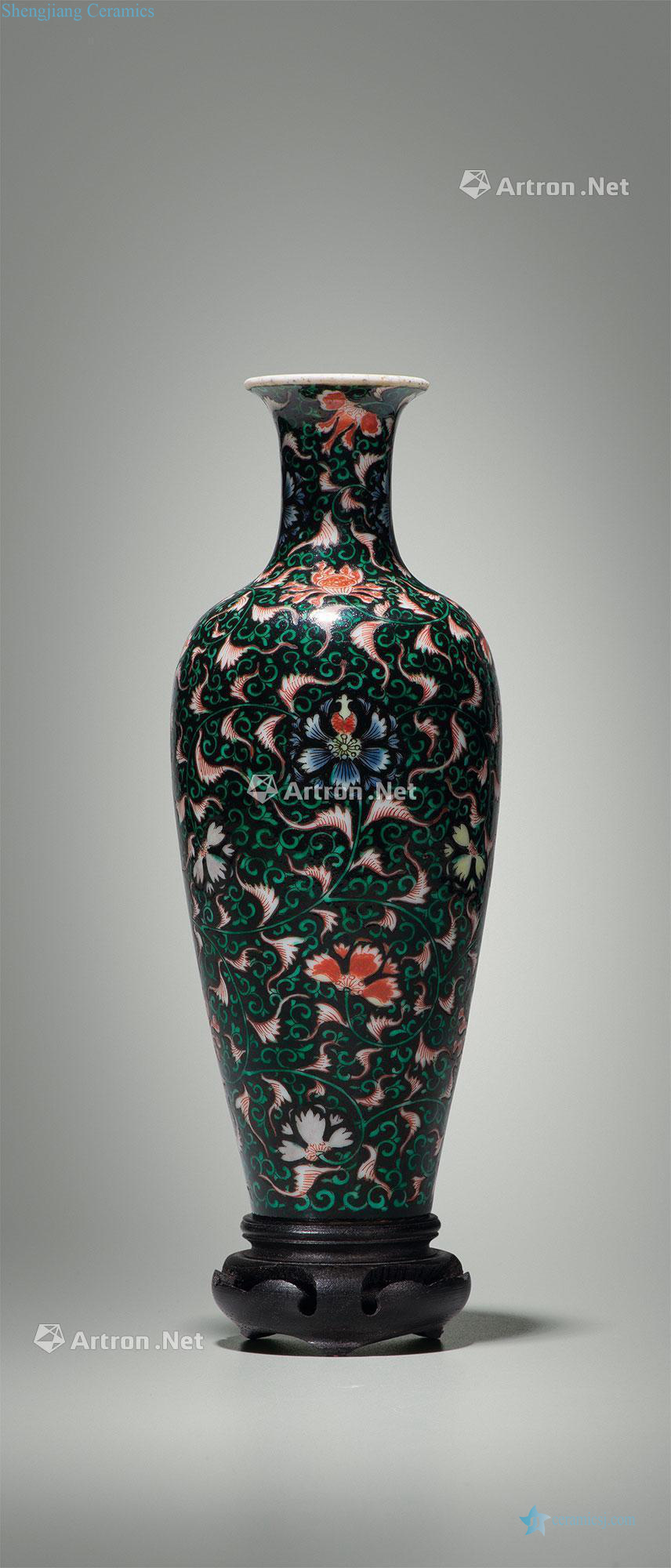 Qing yongzheng ink colorful flower grain goddess of mercy bottle