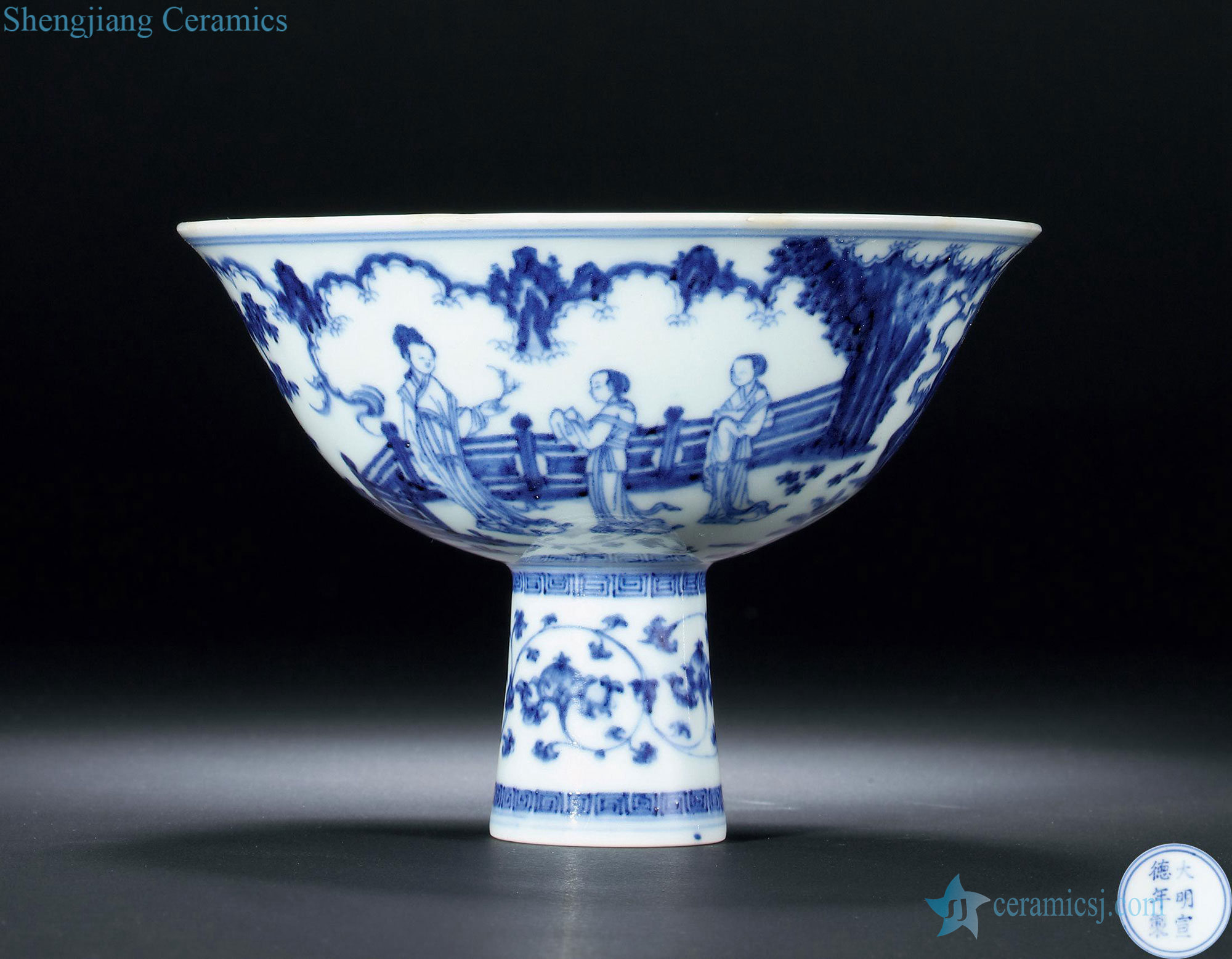 In the early qing However, blue and white footed bowl