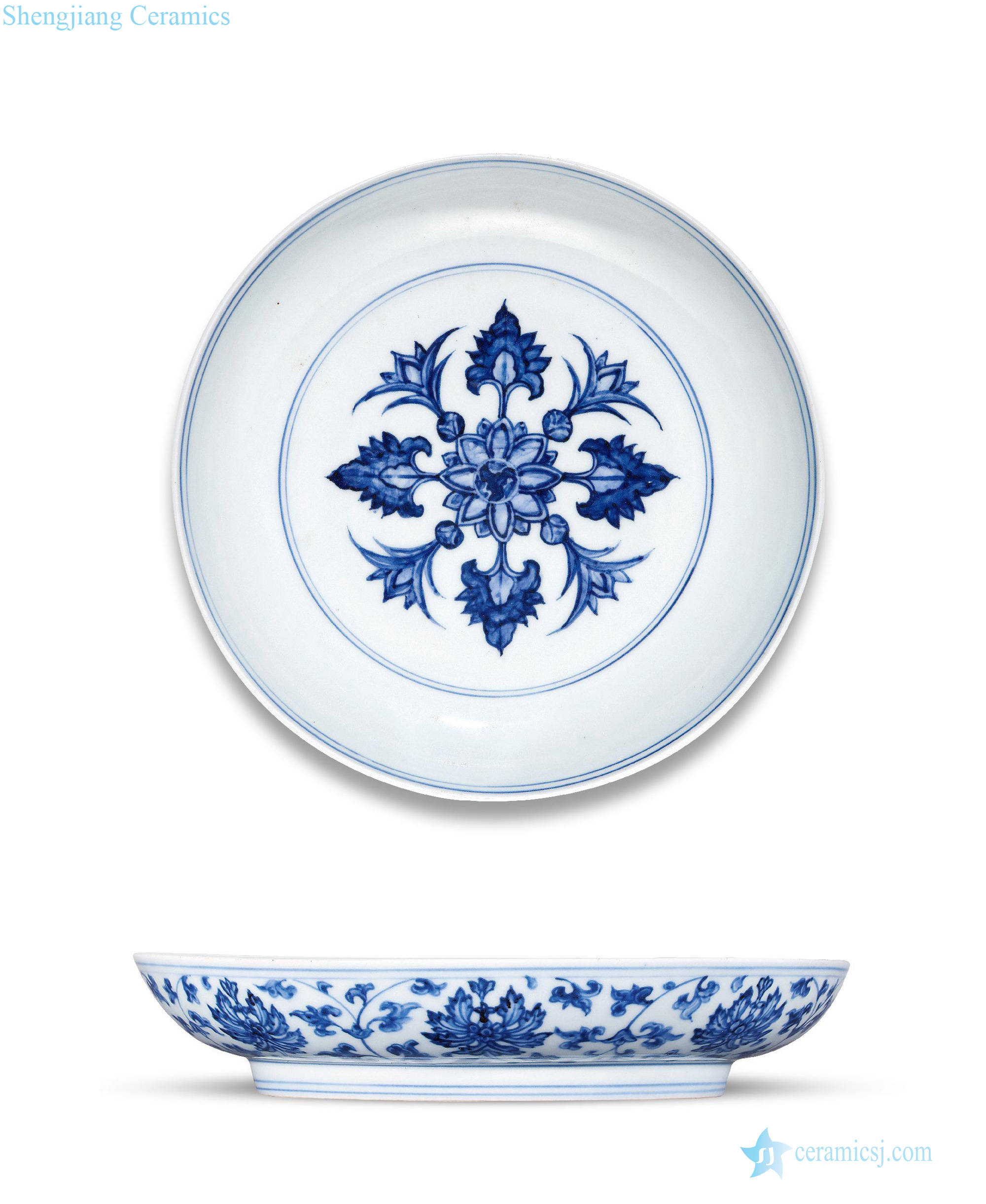 in Blue and white flowers a pestle tray