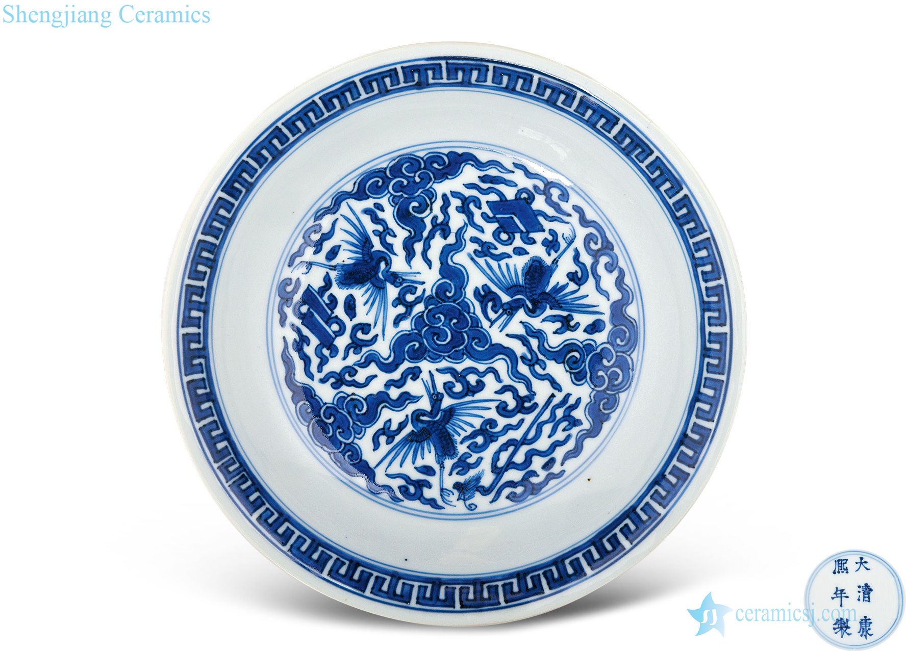 The qing emperor kangxi Blue and white sweet James t. c. na was published and tray