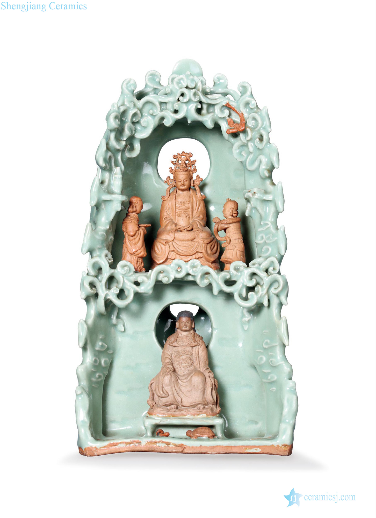 yuan Longquan celadon porcelain guanyin basaltic a recess