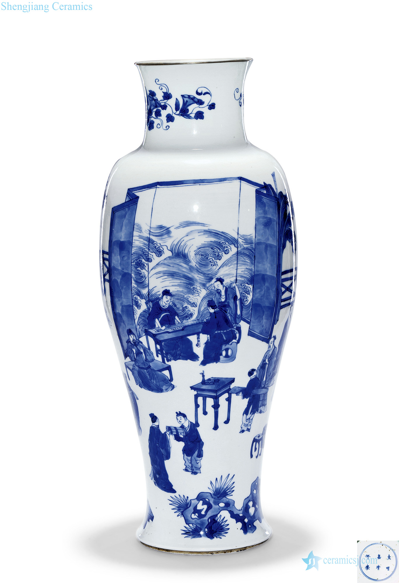The qing emperor kangxi Blue and white 18 learn guanyin statue