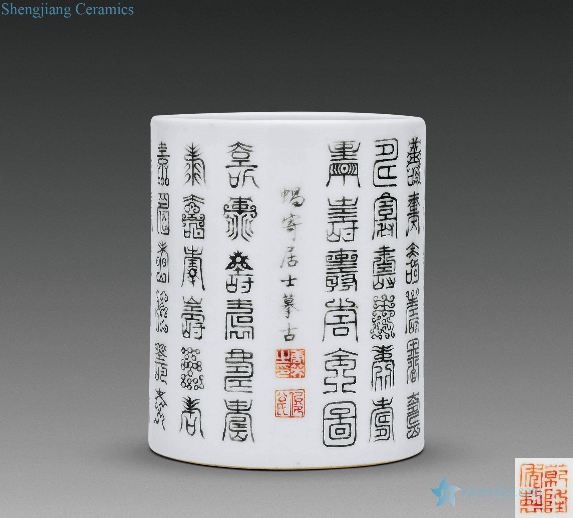Qing qianlong B shou wen pen container system color ink