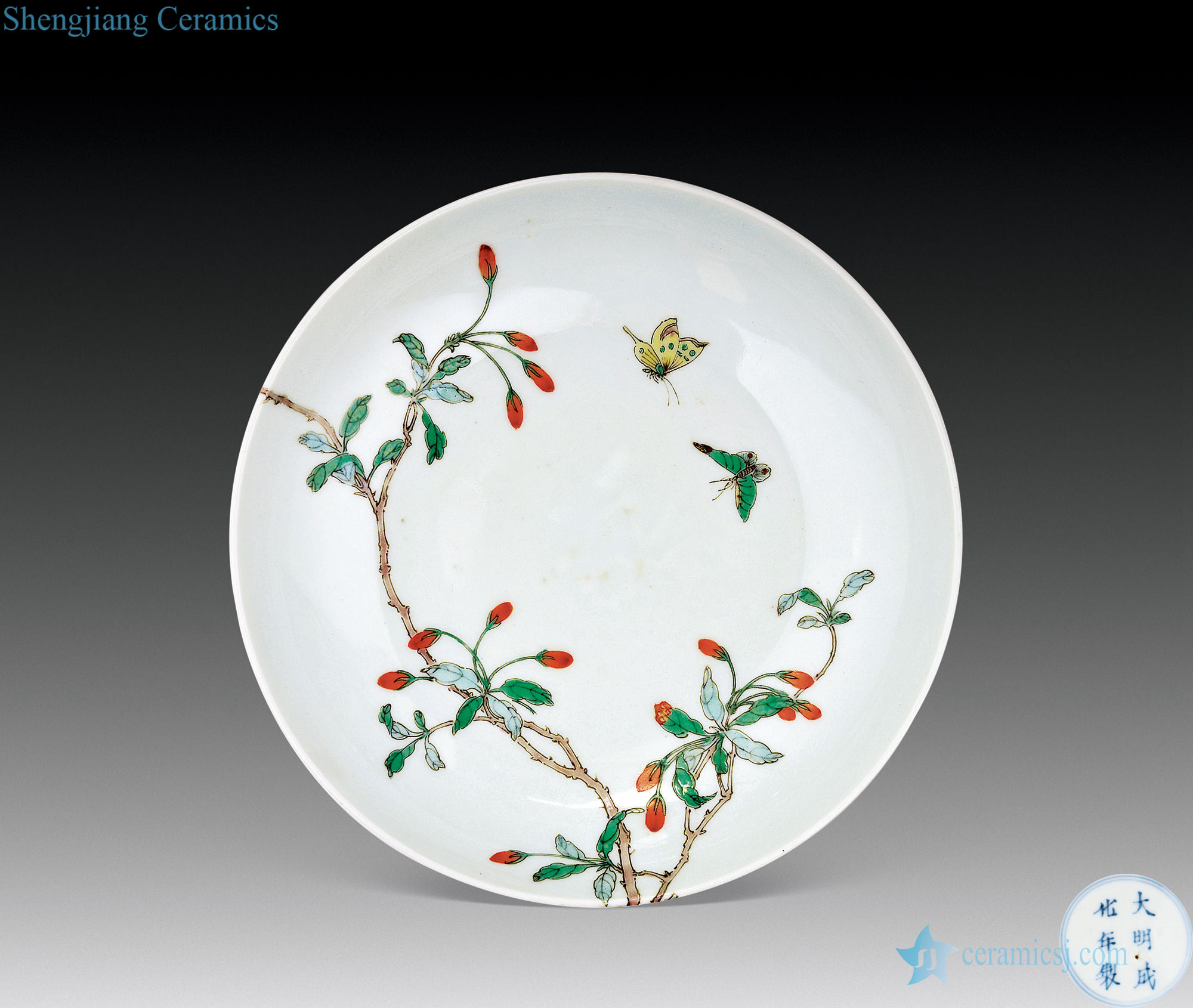 The qing emperor kangxi medlar flowers butterfly tray