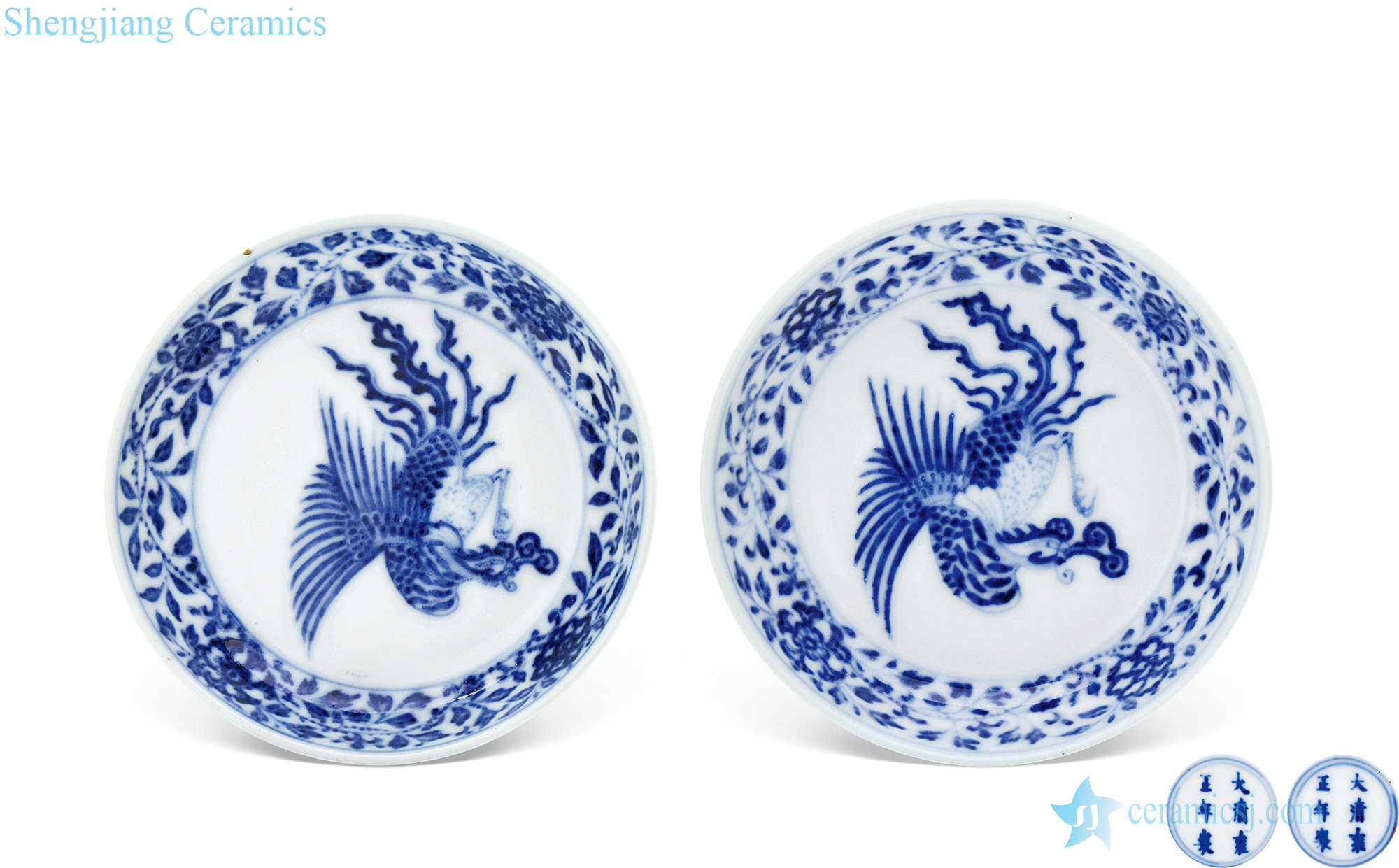 Qing yongzheng Blue and white grain small (a)