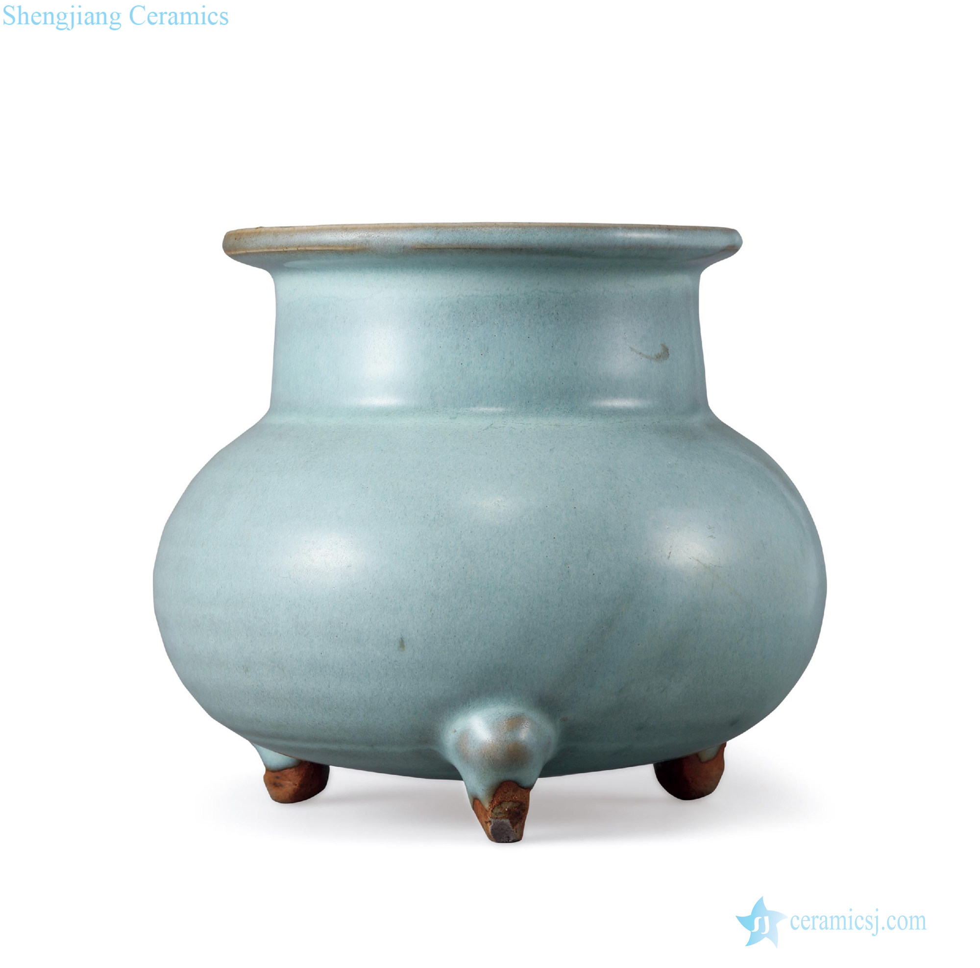 yuan The pa per month white glaze furnace with three legs