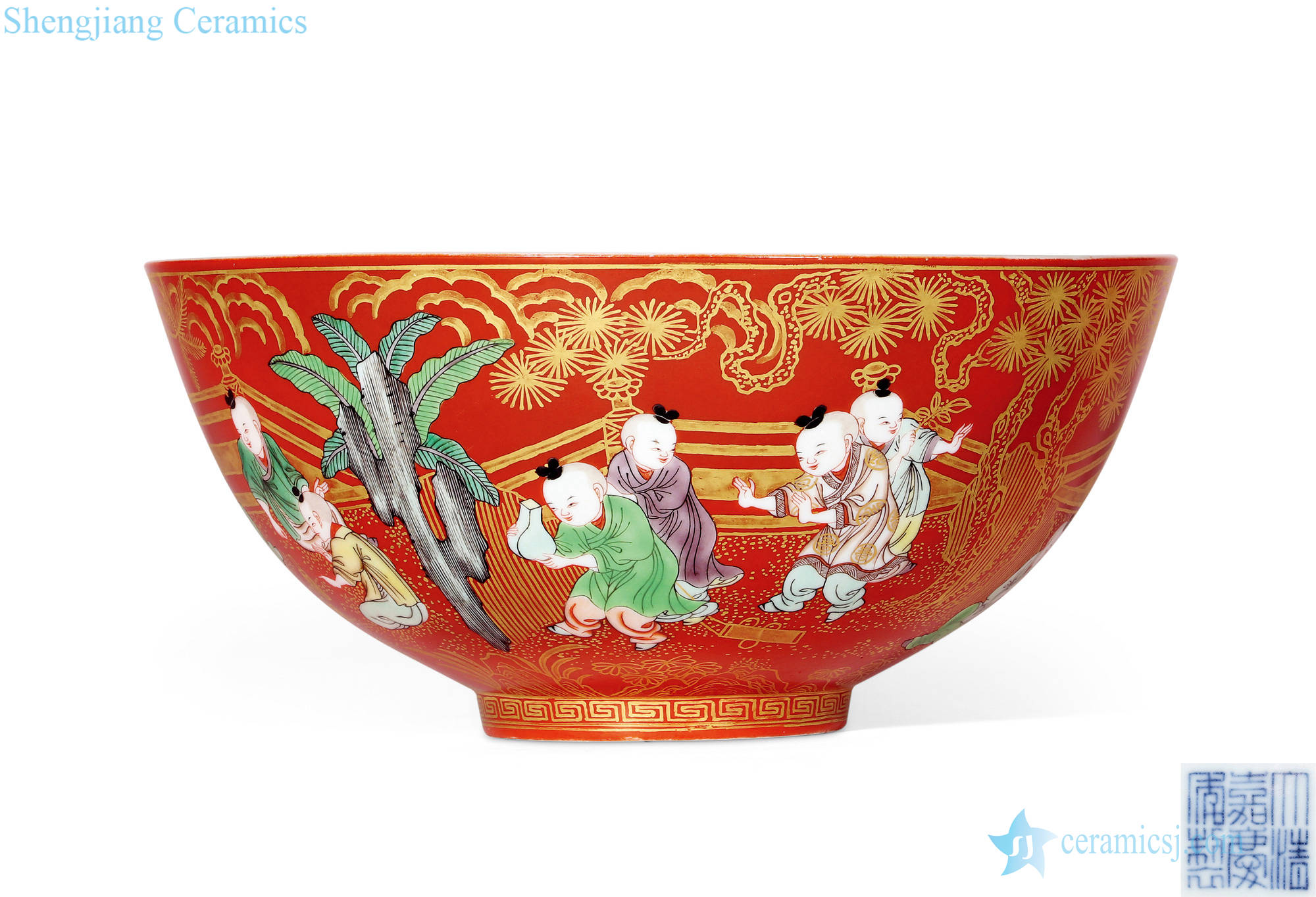 Qing jiaqing coral paint colorful baby play bowls