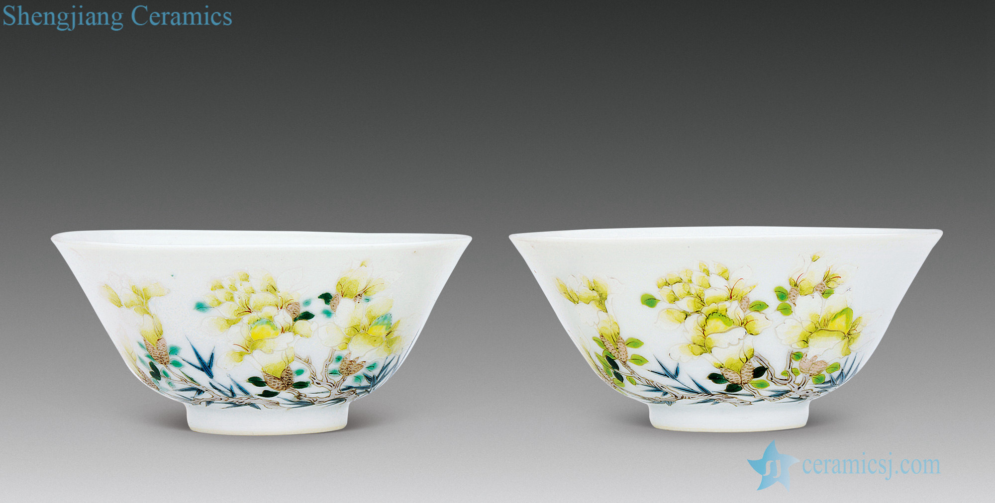 Qing qianlong pastel flowers grain cup (a)