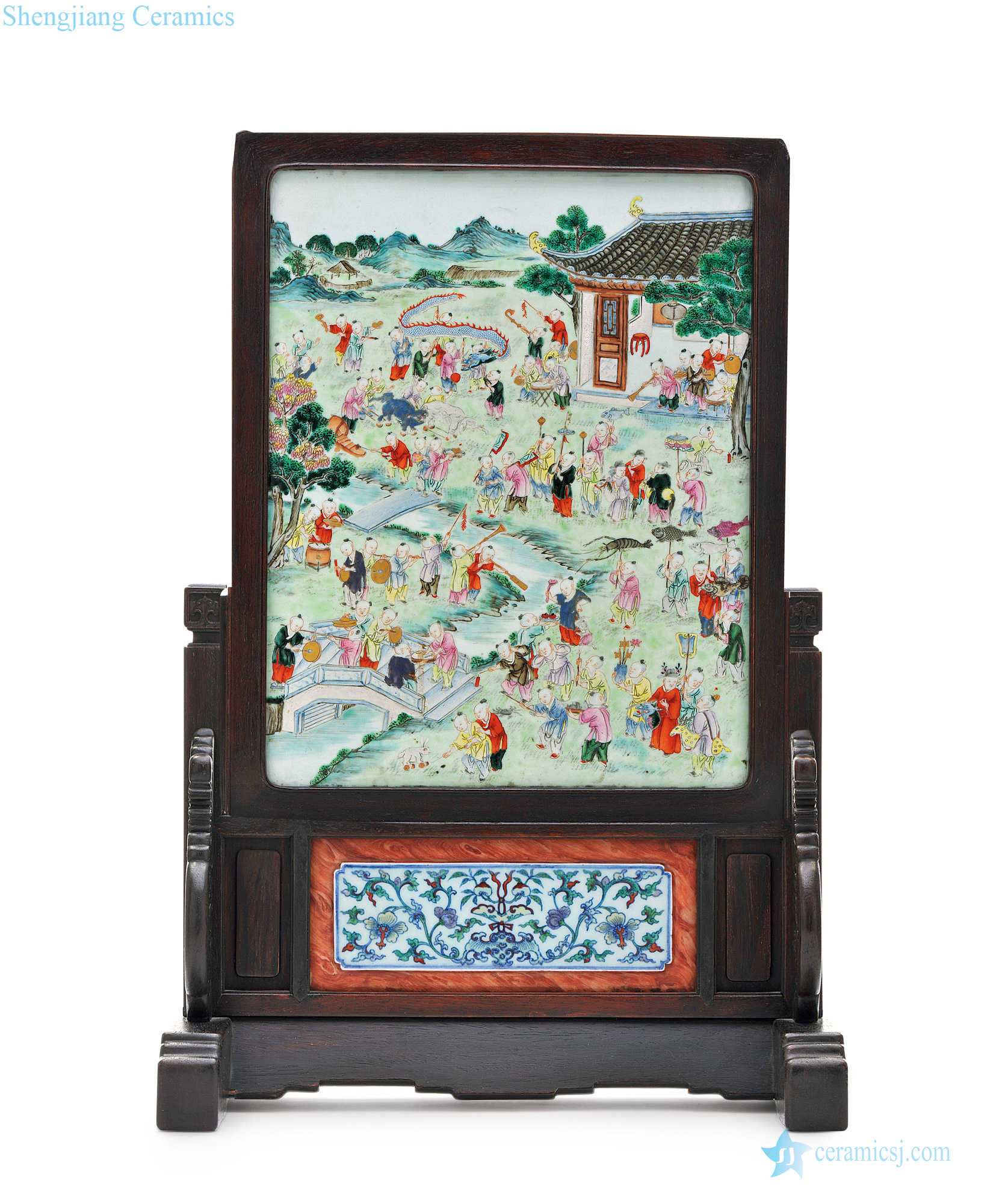 Qing qianlong, jiaqing pastel figure plaque the ancient philosophers