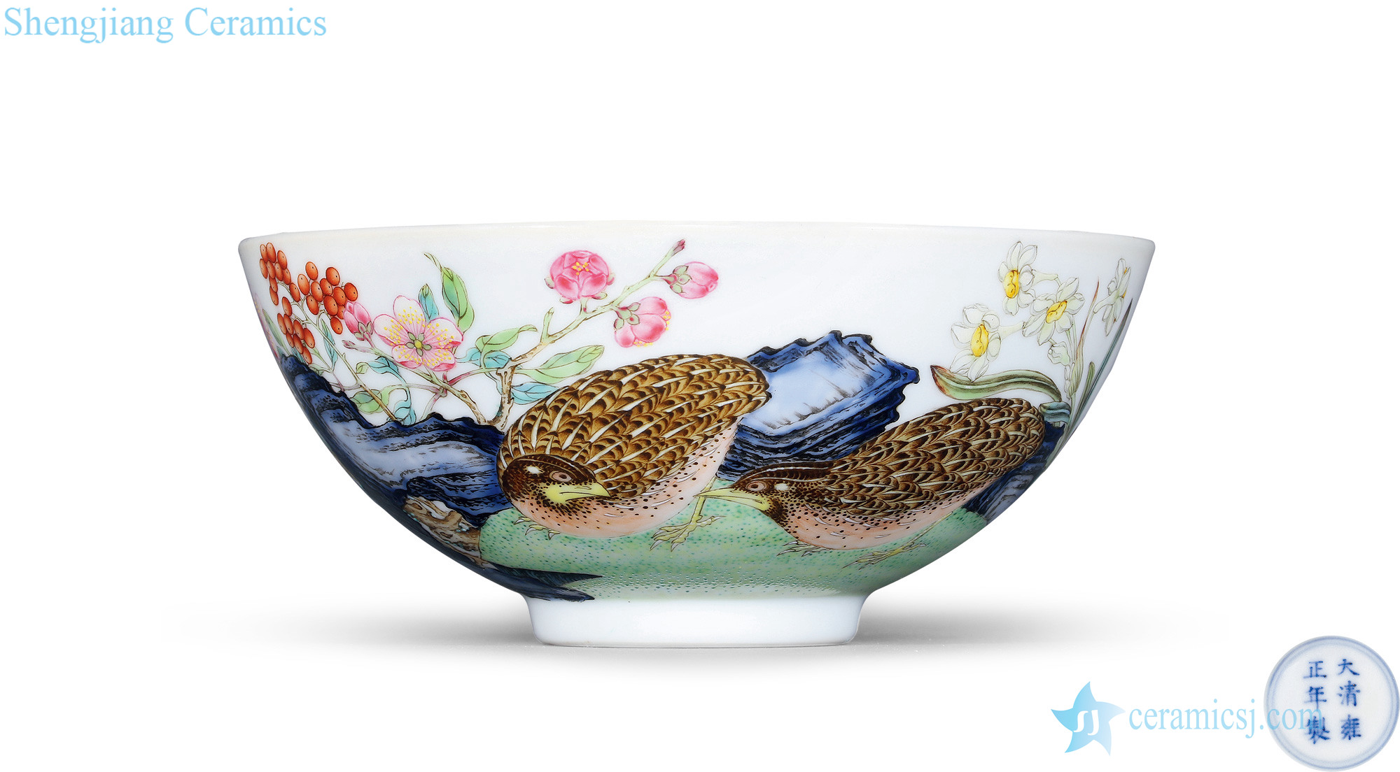 Qing yongzheng meiyintang collection enamel pastel colored figure bowl "silent spring" letter