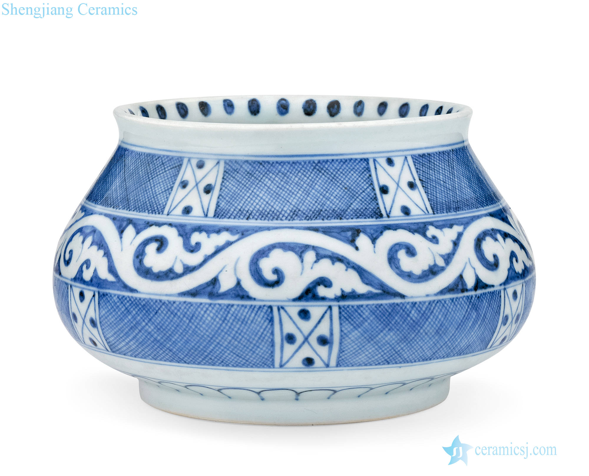 Ming xuande Blue and white to white discharge volume grass grain fish basket type