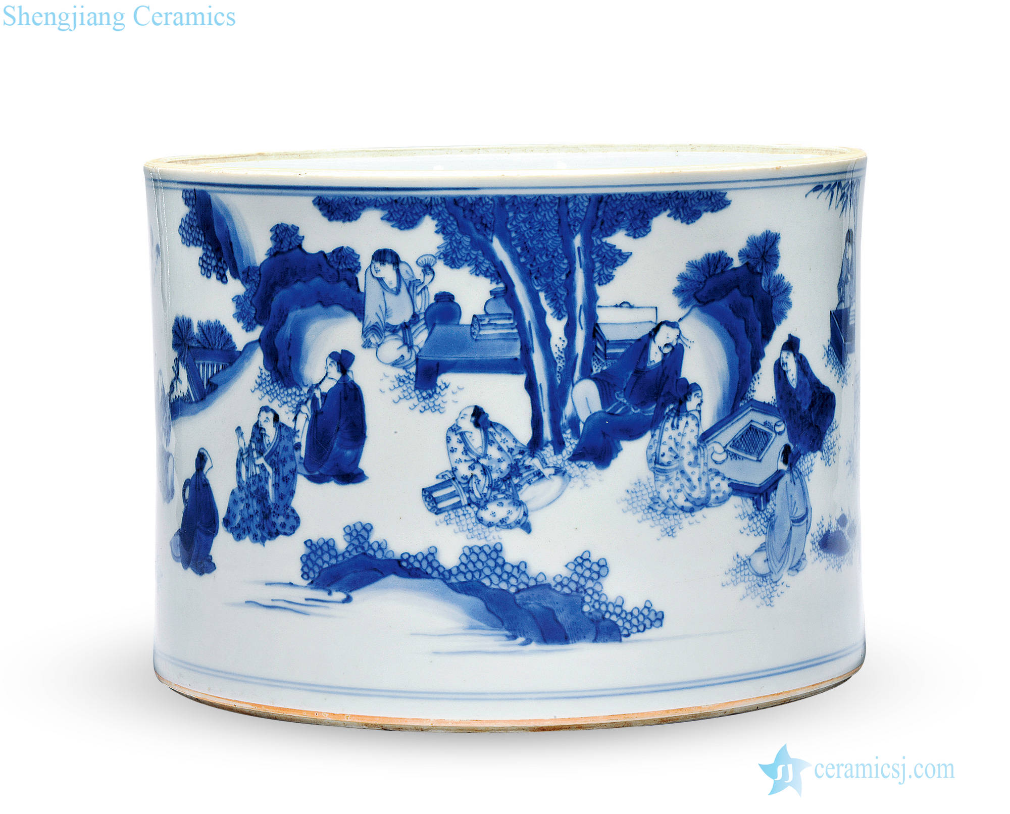 Ming chongzhen Blue and white to raise sets pen container