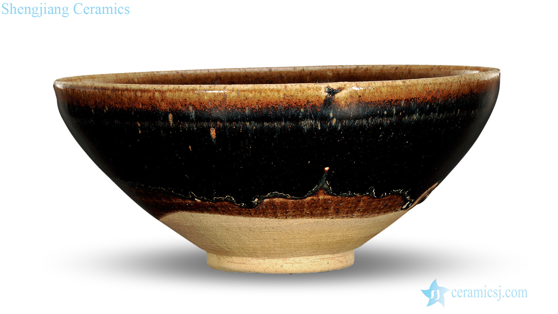 yuan The black glaze rust flower bowls