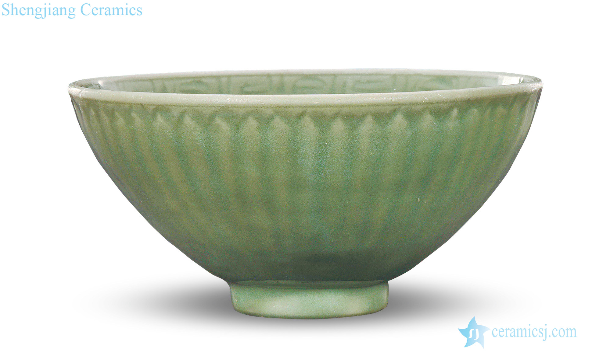 Longquan celadon chrysanthemum petals shape heart bowl in early Ming dynasty