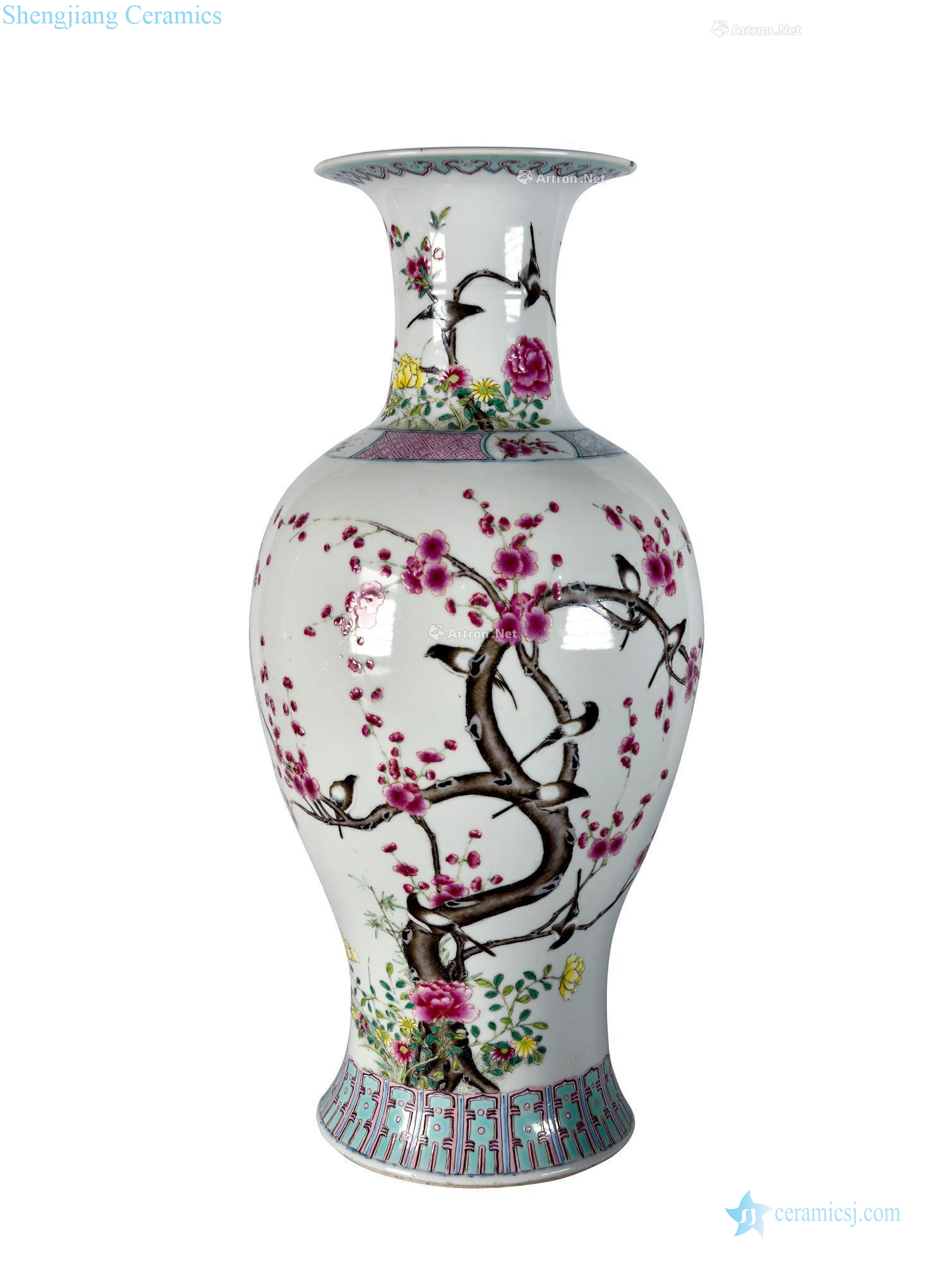 Qing dynasty middle-late Pastel beaming PND tail-on bottles