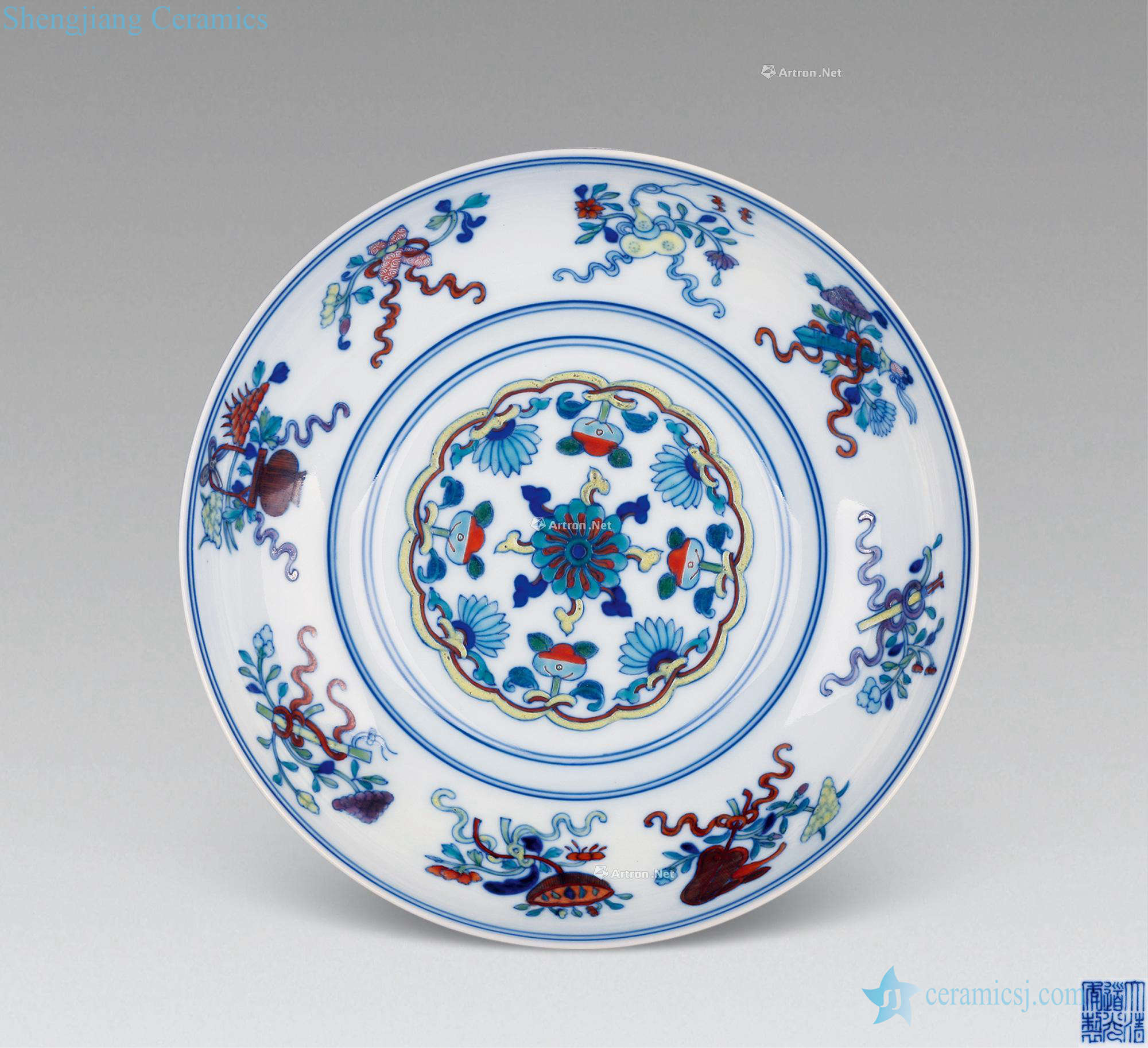 Qing daoguang The bucket color sweet grain count plate (a)