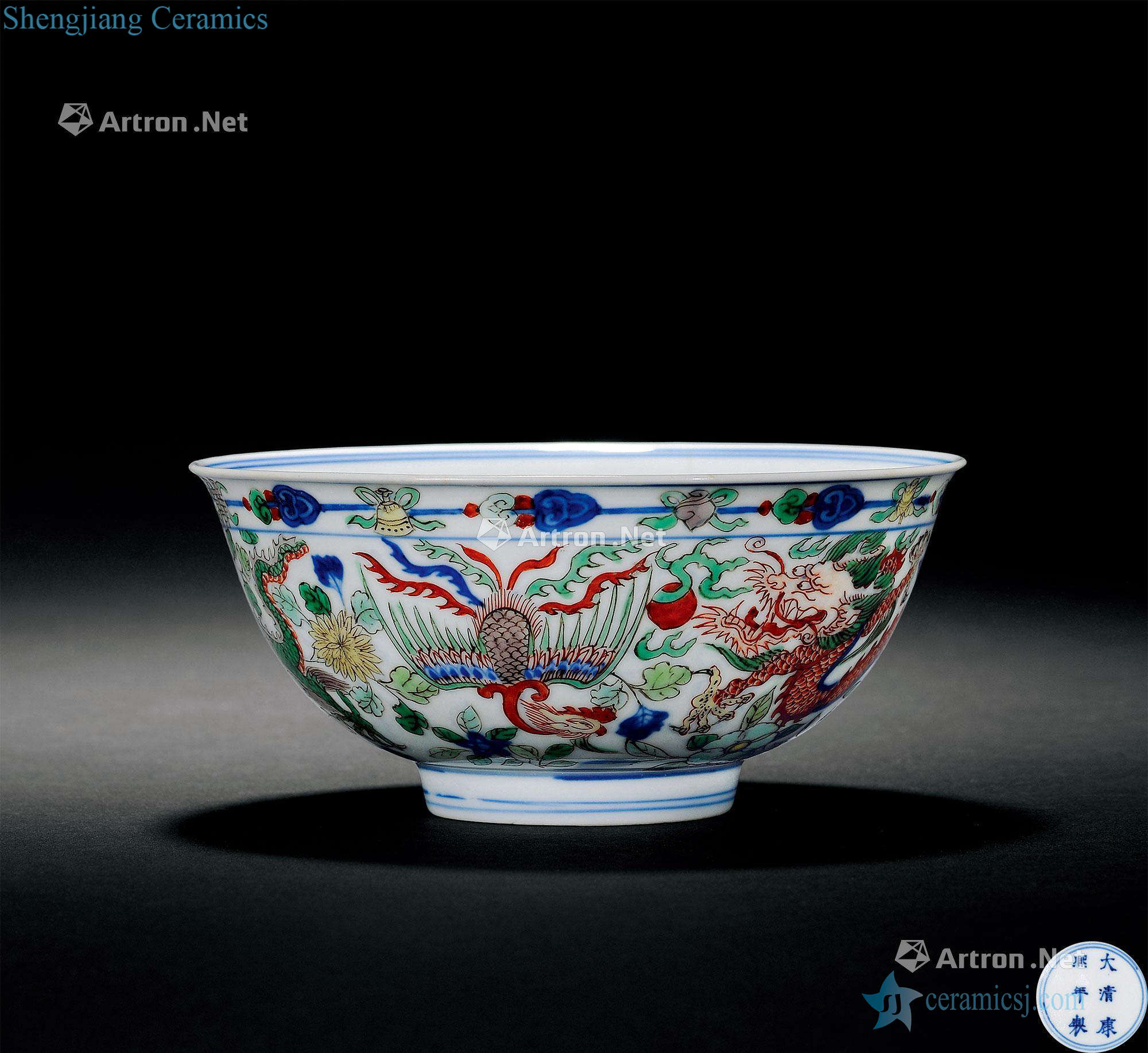 The qing emperor kangxi Longfeng green-splashed bowls